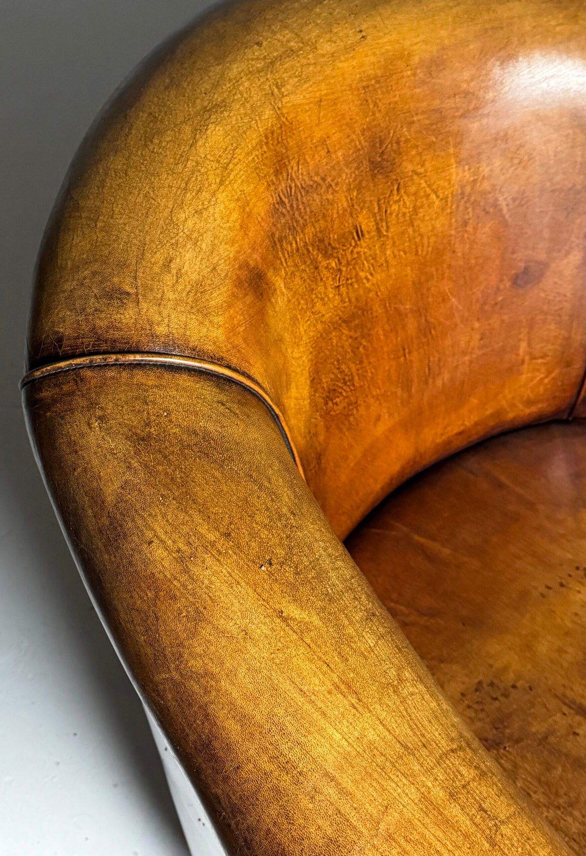 Pair of Dutch Sheepskin Leather Club Armchairs, Late 20th Century, photo 15