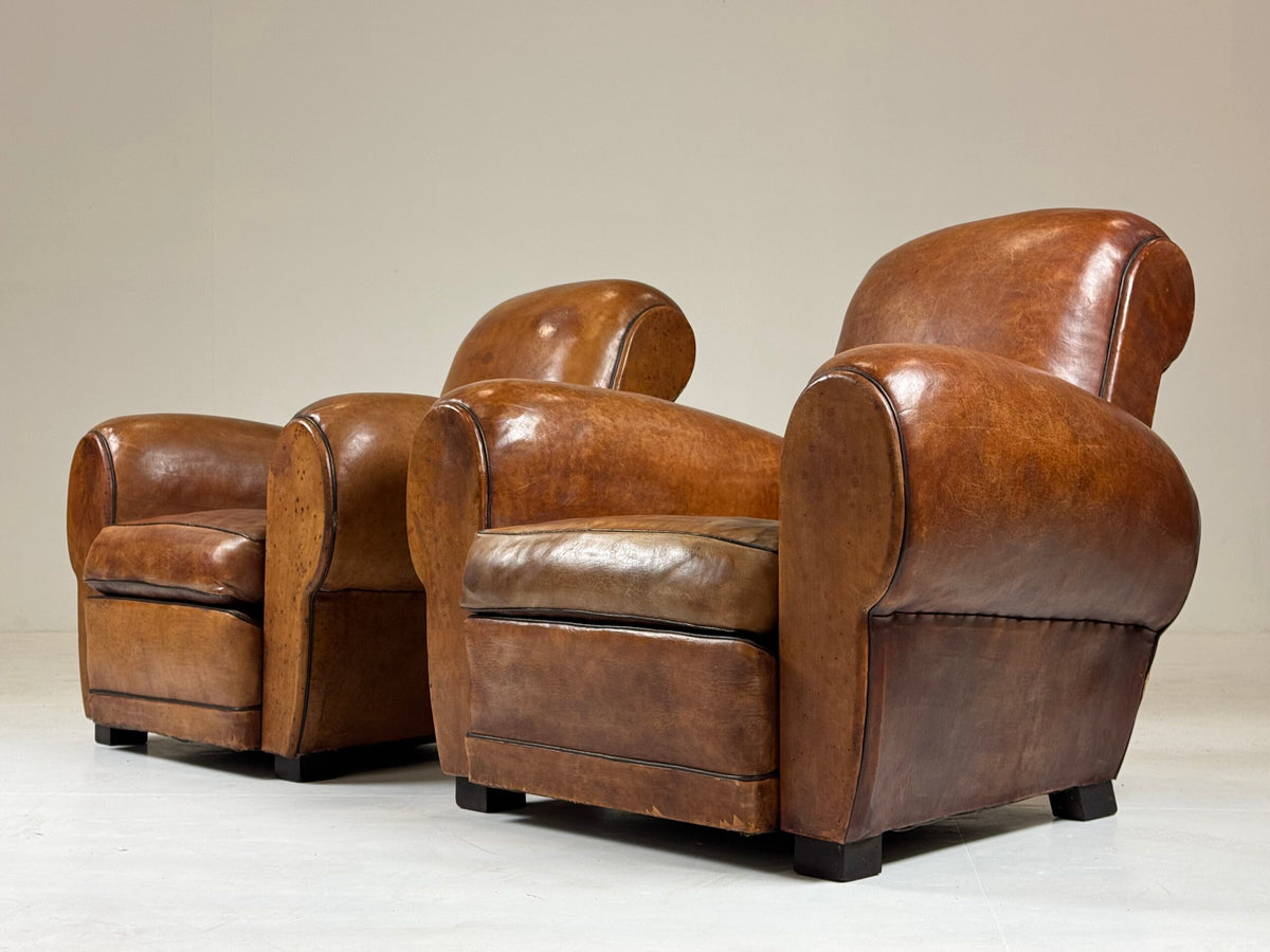 Pair of French Leather Club Chairs, 1930 to 1940, photo 7