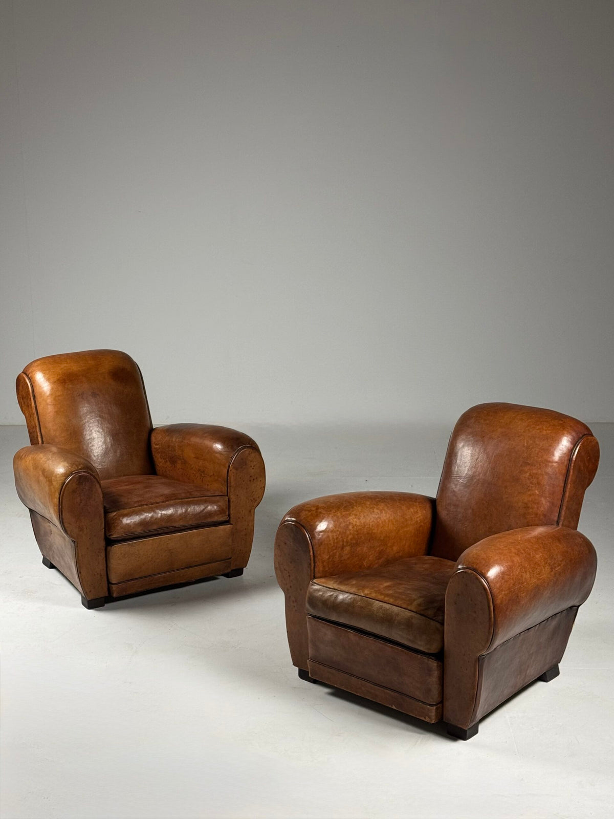Pair of French Leather Club Chairs, 1930 to 1940, photo 13