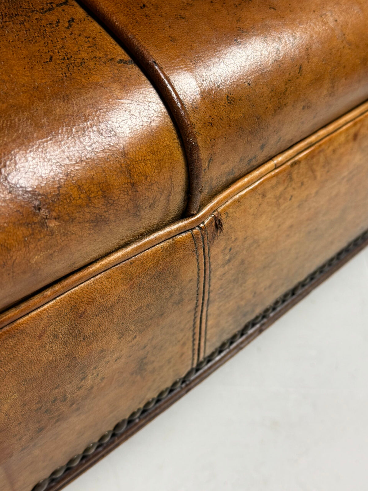 Sheepskin Leather Sofa Bench, Mid to Late 20th Century, photo 9