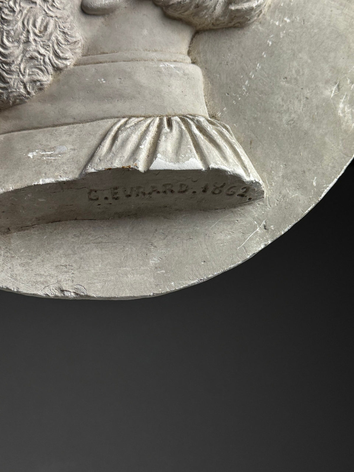 Plaster Medallion Signed G. Evrard, France, 1862, photo 6