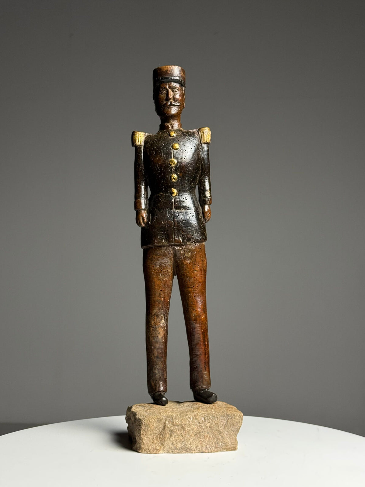Hand Carved Oak Figure of a French Army Officer, 19th Century, photo 3