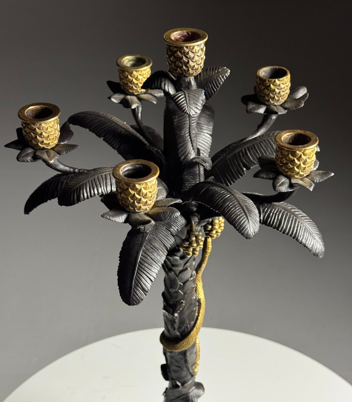 Pair of Gilt Bronze Palm Candlesticks, Early 19th Century, photo 19