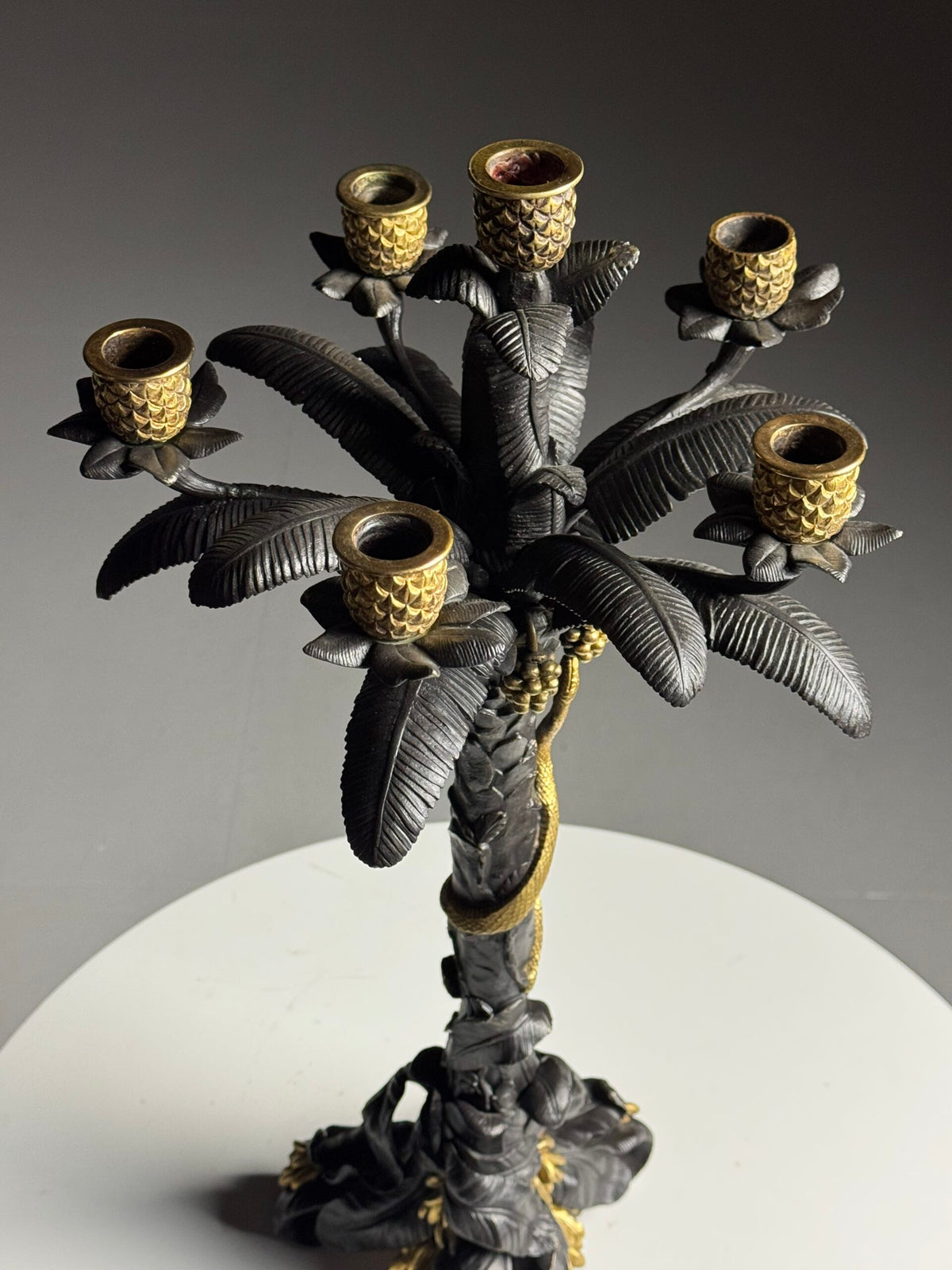 Pair of Gilt Bronze Palm Candlesticks, Early 19th Century, photo 18