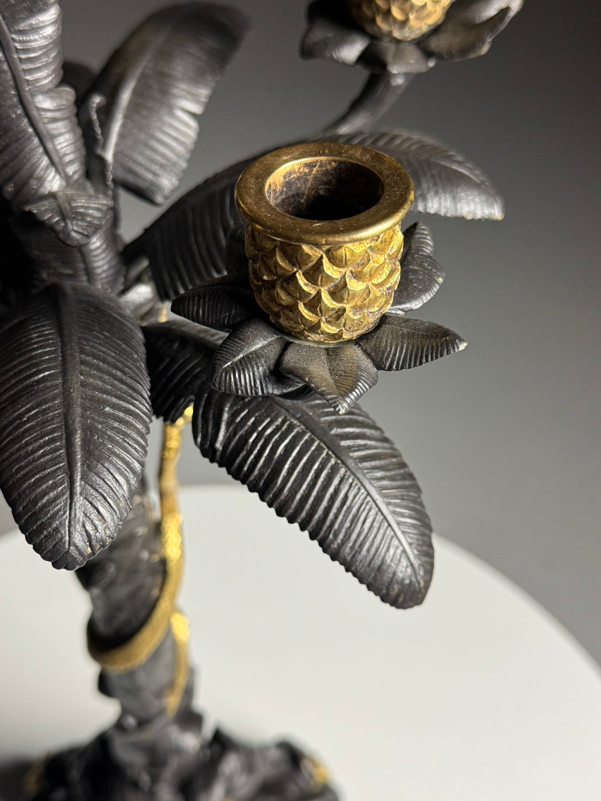 Pair of Gilt Bronze Palm Candlesticks, Early 19th Century, photo 10