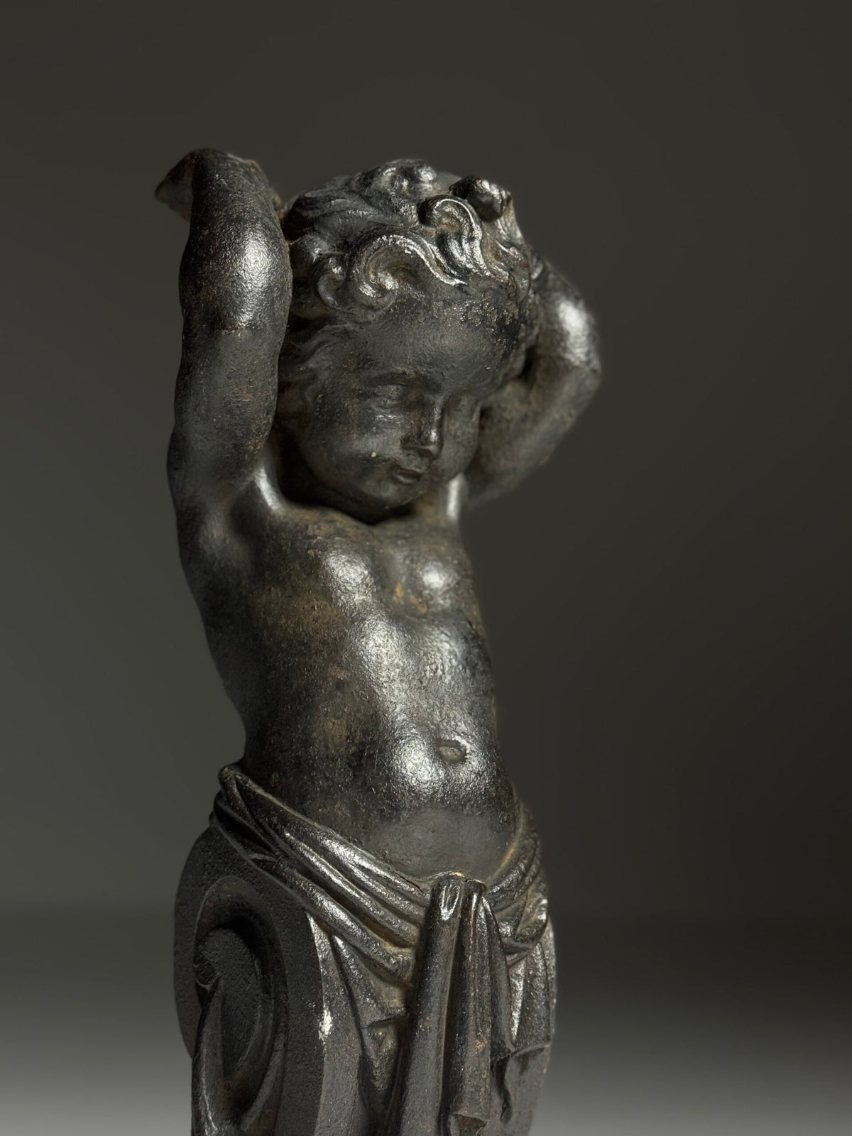 Pair of Cast Iron Angels on Stands, France, 19th Century, photo 14
