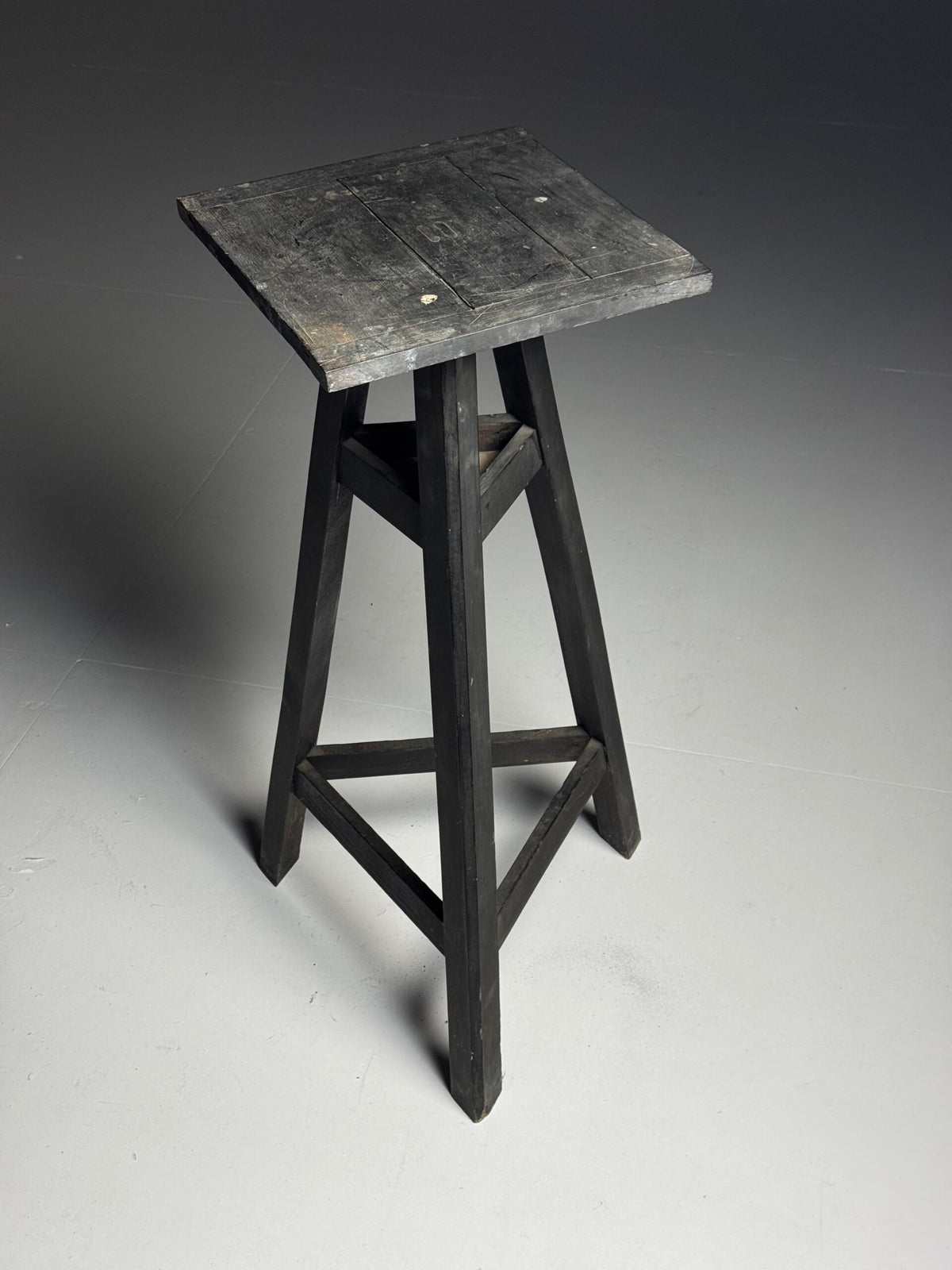 Vintage Ebonised Oak Sculpture Stand, Paris, Mid 20th Century, photo 15
