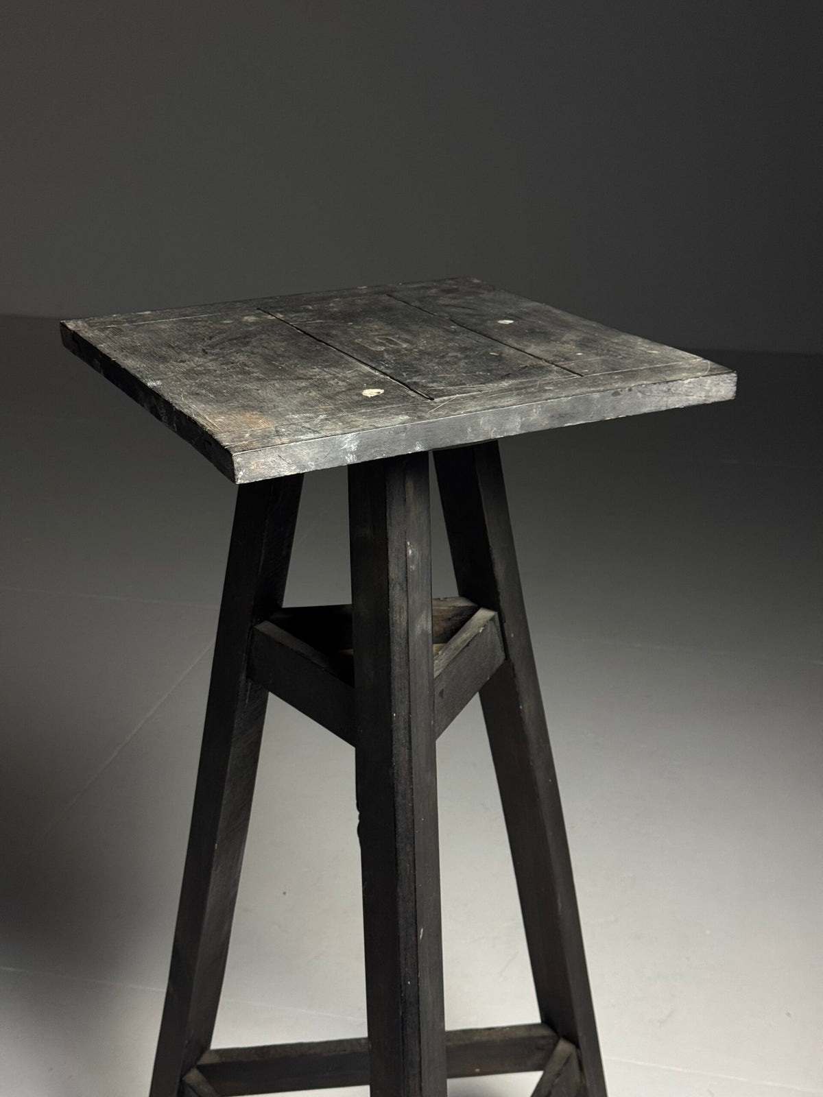 Vintage Ebonised Oak Sculpture Stand, Paris, Mid 20th Century, photo 14