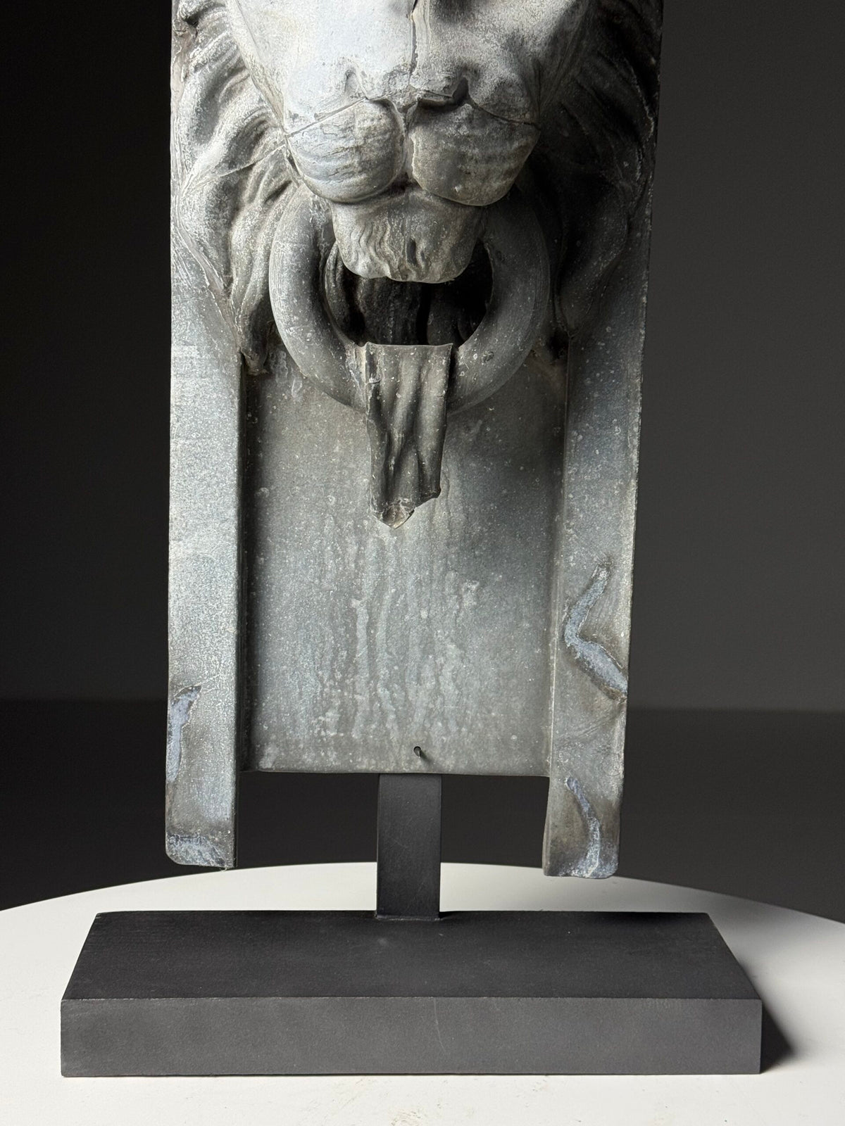 Zinc Lion's Head Fragment on Custom Stand, c. 1900, photo 15