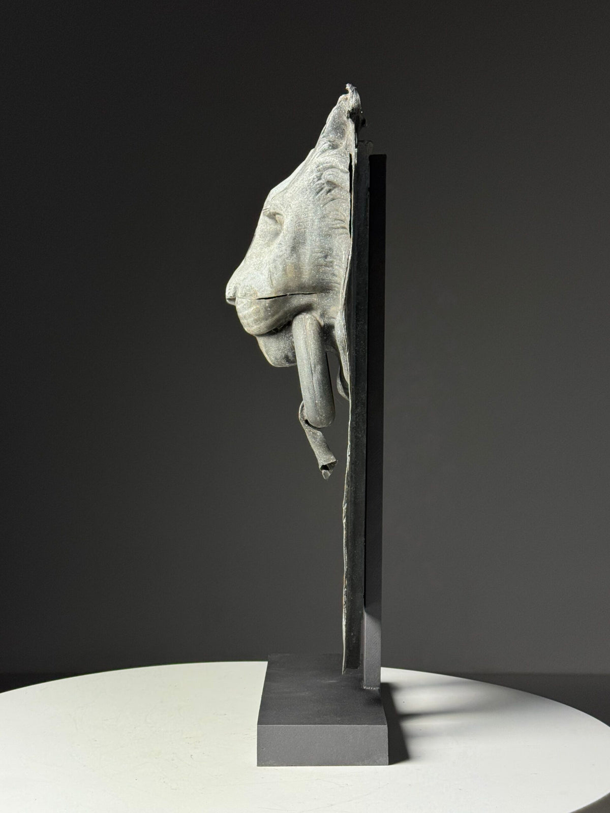 Zinc Lion's Head Fragment on Custom Stand, c. 1900, photo 8