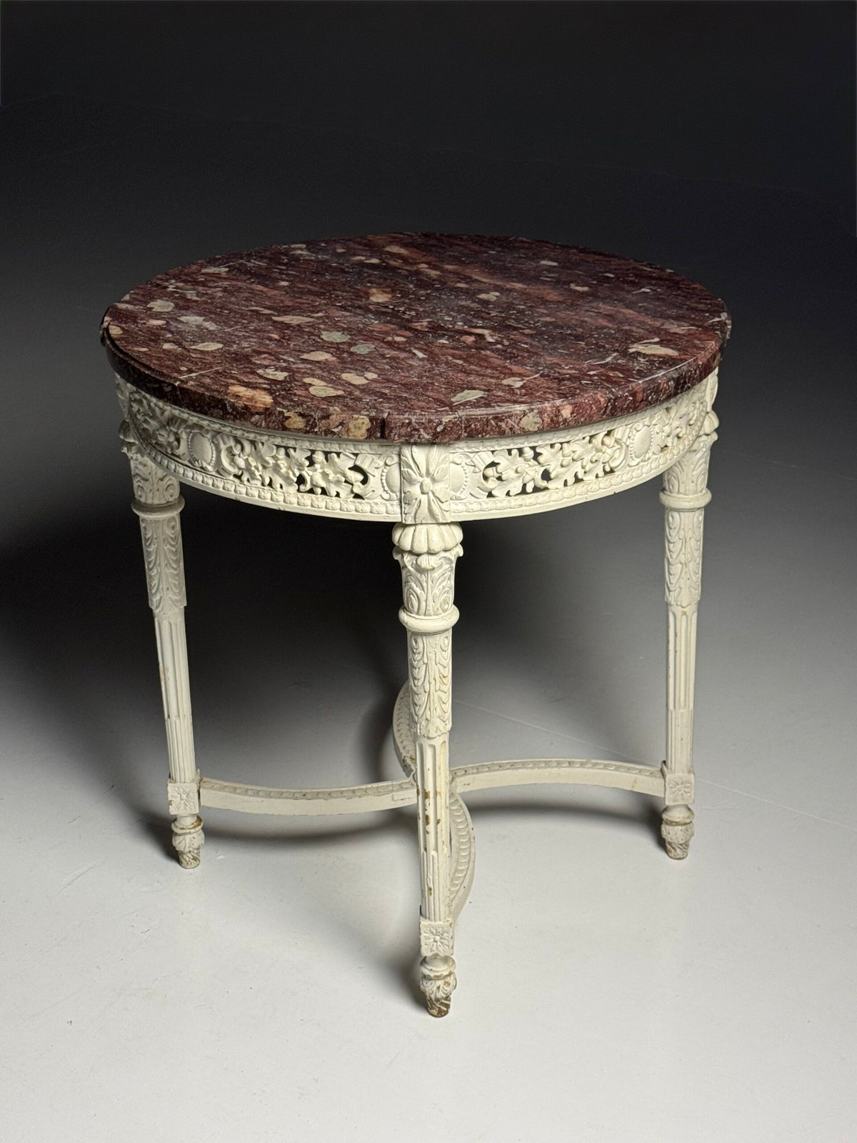 French Gueridon Side Table with Red Marble Top, 19th Century, photo 16