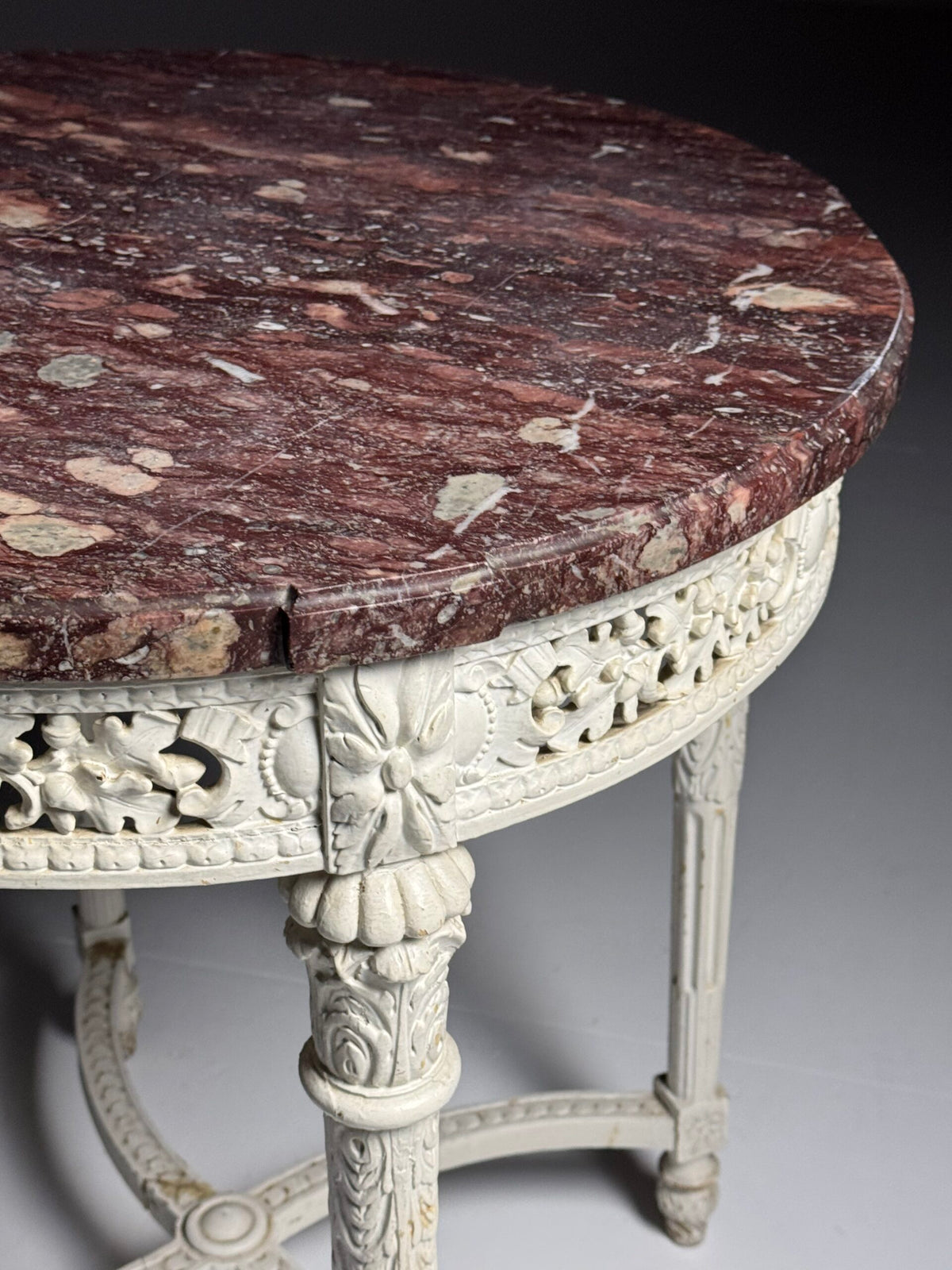French Gueridon Side Table with Red Marble Top, 19th Century, photo 9