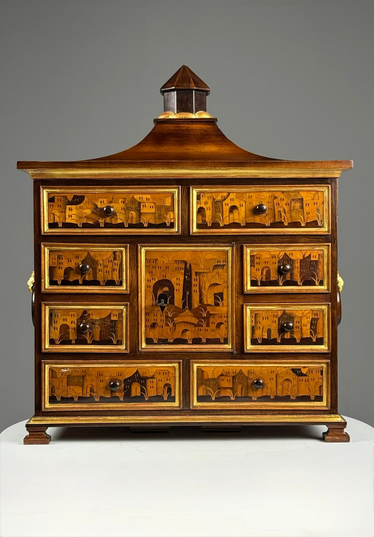 18th Century Architectural Marquetry Table Cabinet, photo 3