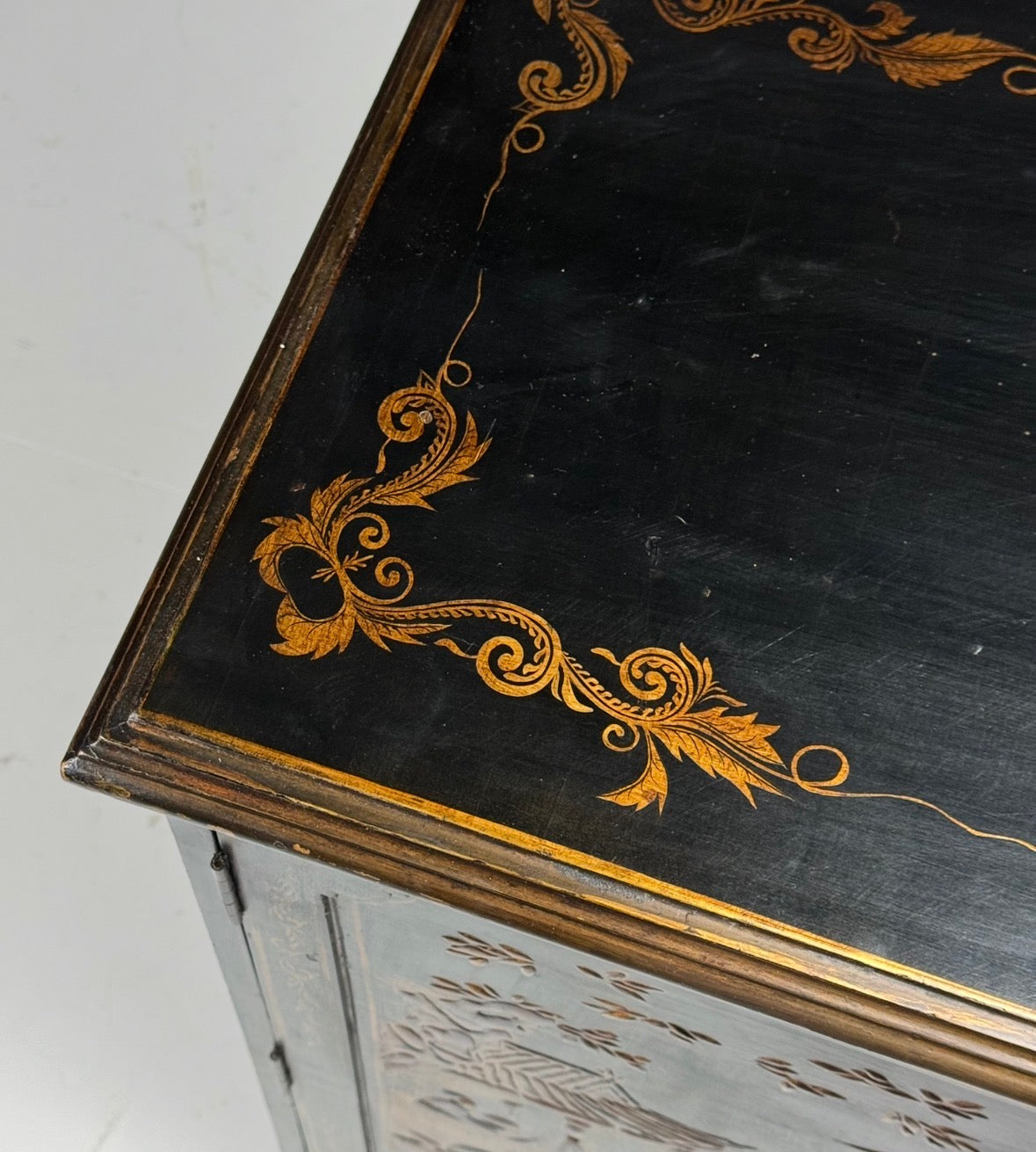 English Black Lacquer Chinoiserie Cabinet, Mid 20th Century, photo 5