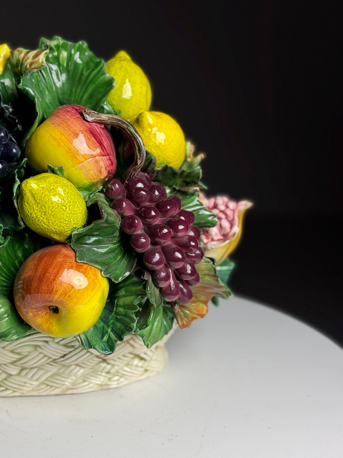 Italian Majolica Ceramic Fruit Basket, c. 1960, photo 16