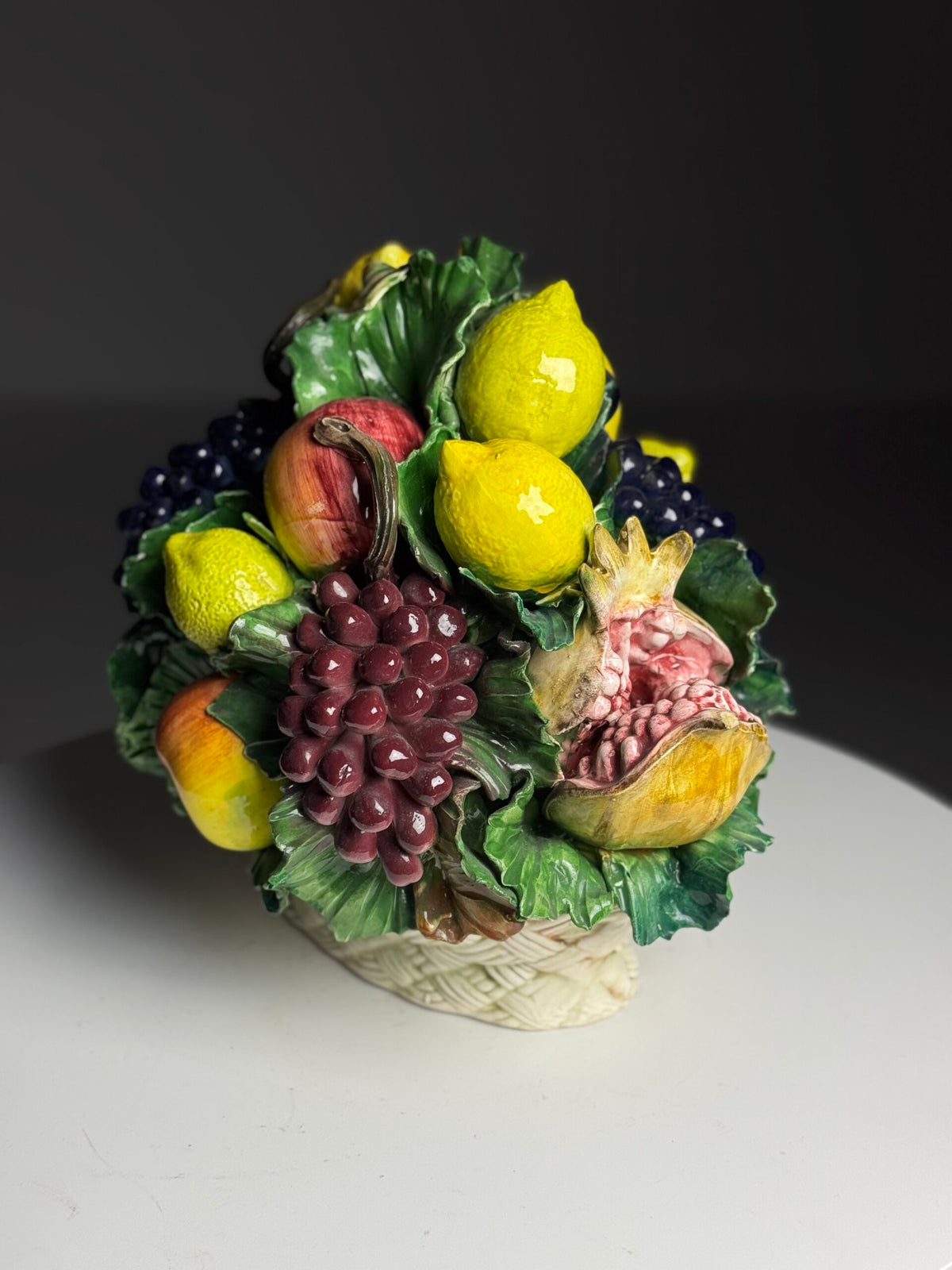 Italian Majolica Ceramic Fruit Basket, c. 1960, photo 11
