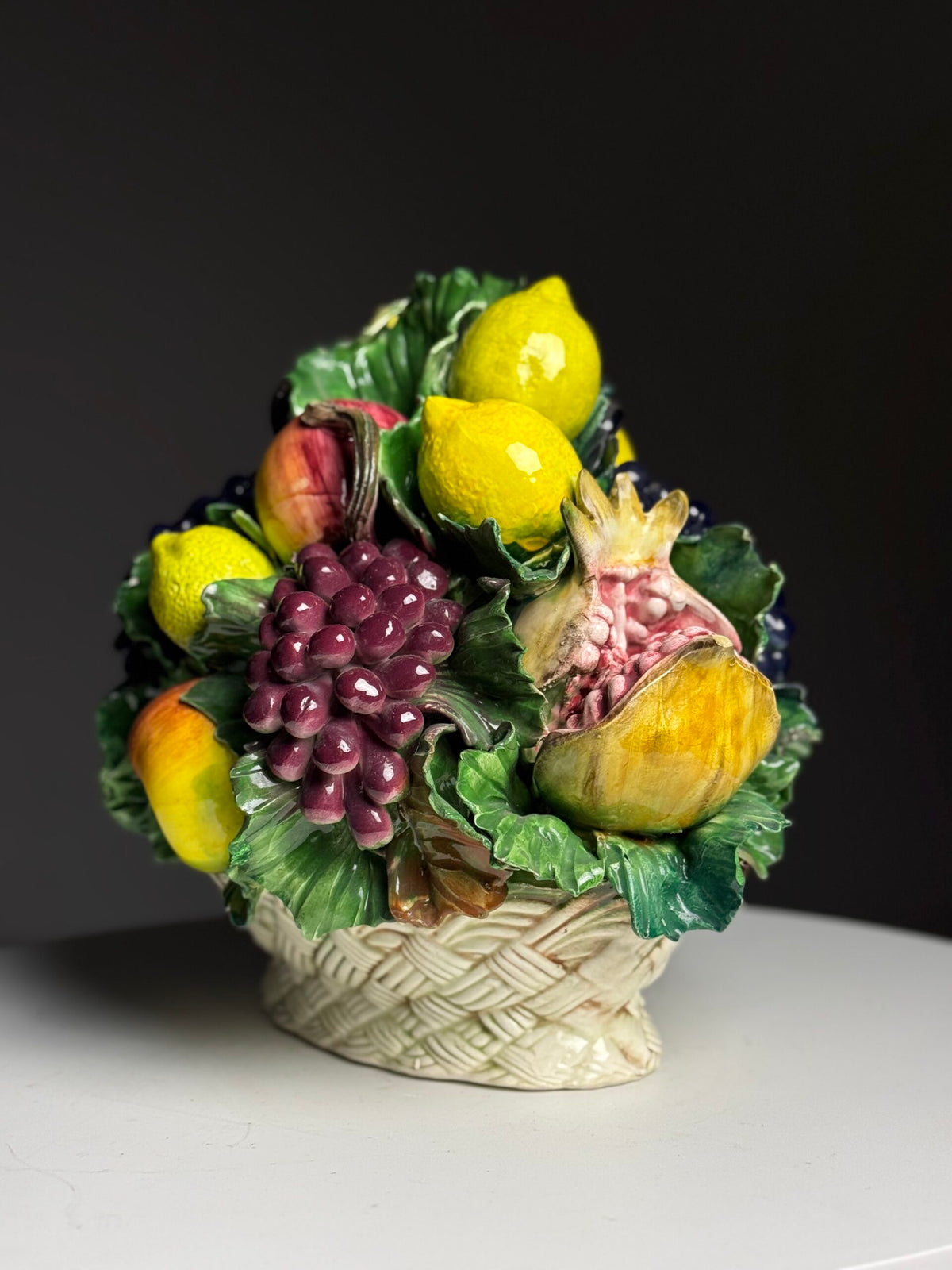 Italian Majolica Ceramic Fruit Basket, c. 1960, photo 10