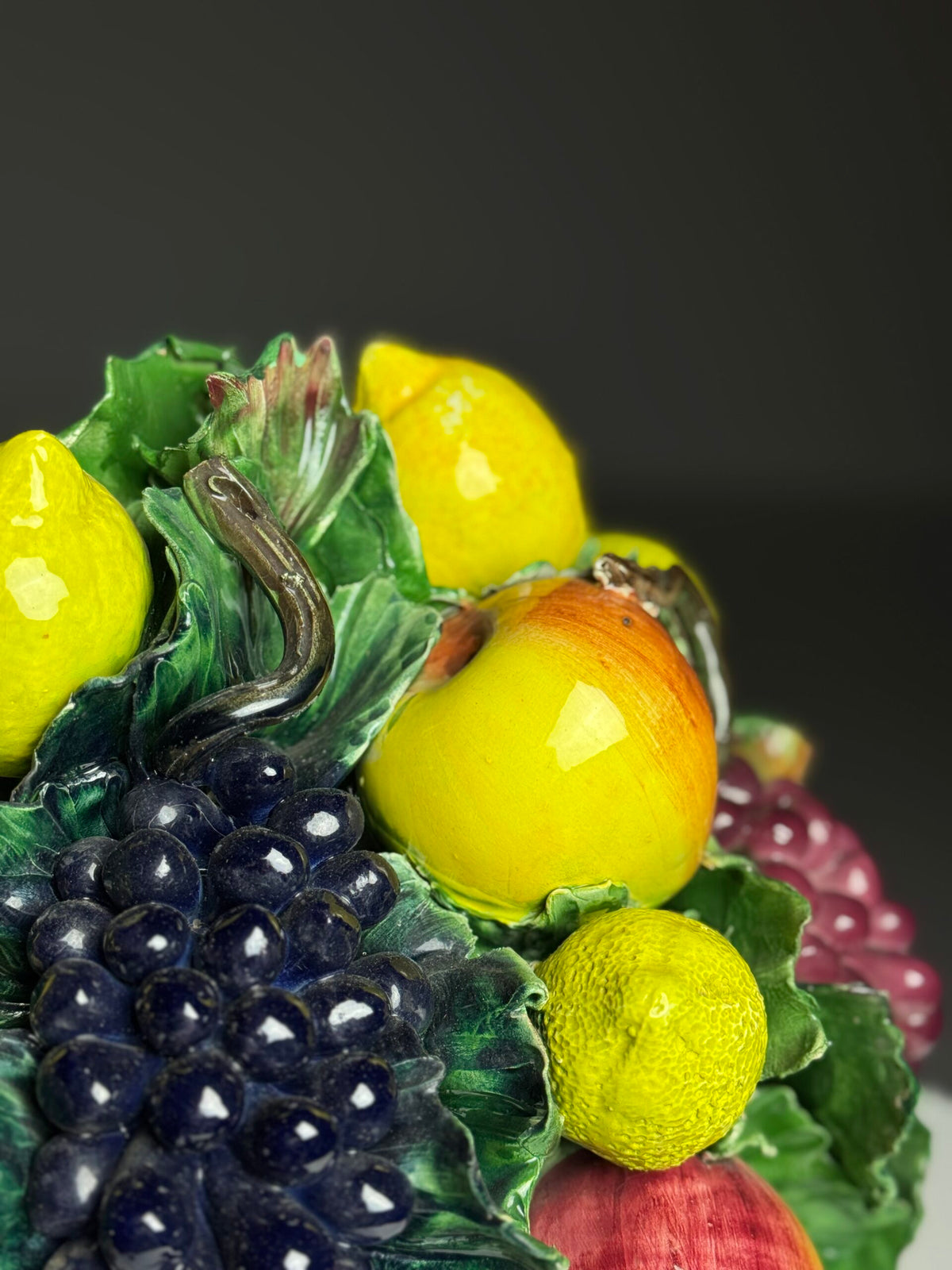 Italian Majolica Ceramic Fruit Basket, c. 1960, photo 7