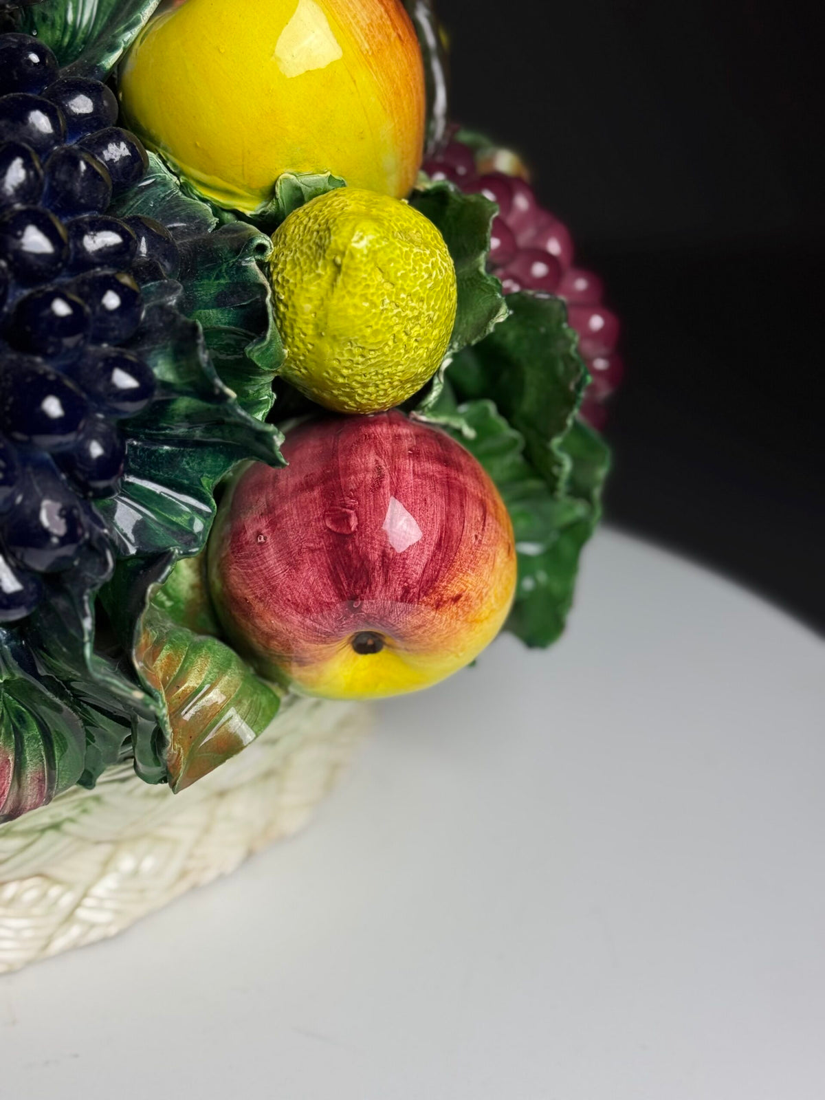 Italian Majolica Ceramic Fruit Basket, c. 1960, photo 6