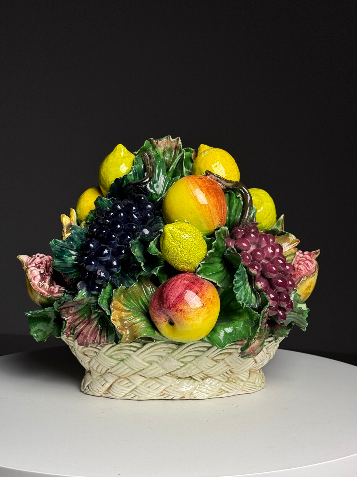 Italian Majolica Ceramic Fruit Basket, c. 1960, photo 4