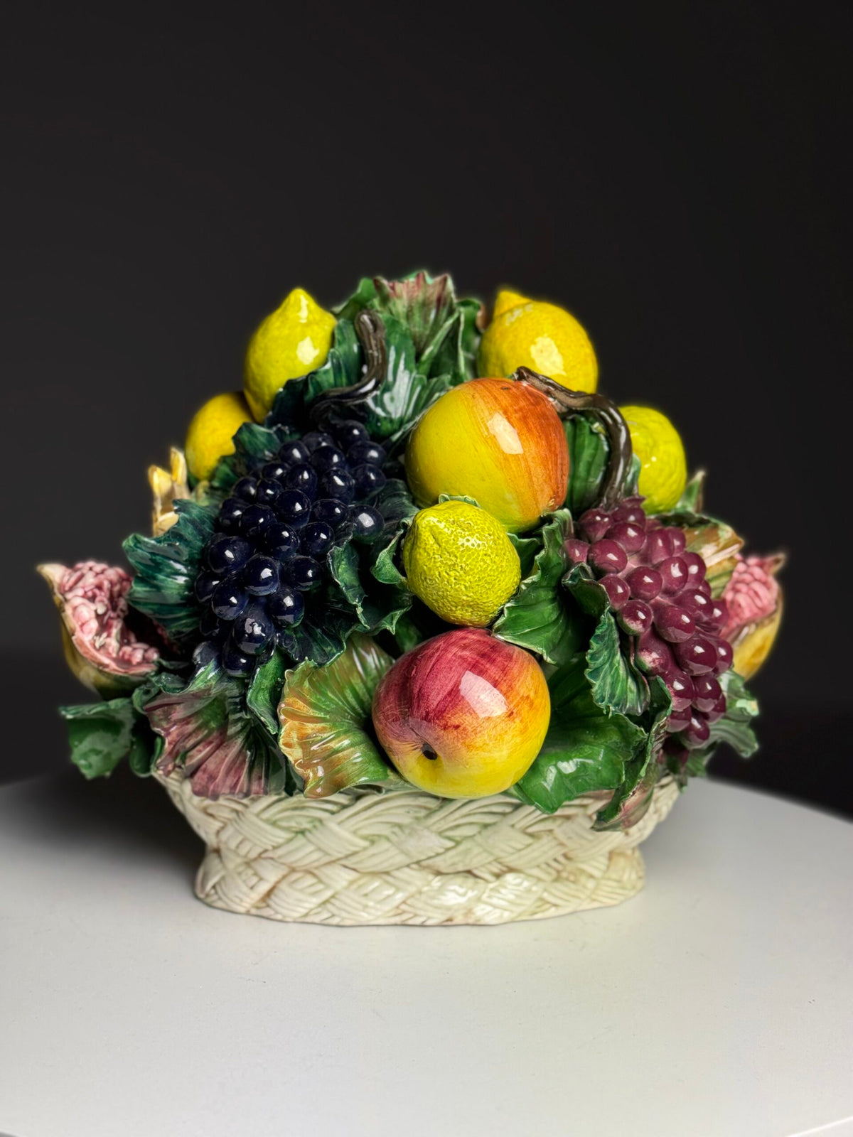 Italian Majolica Ceramic Fruit Basket, c. 1960, photo 3