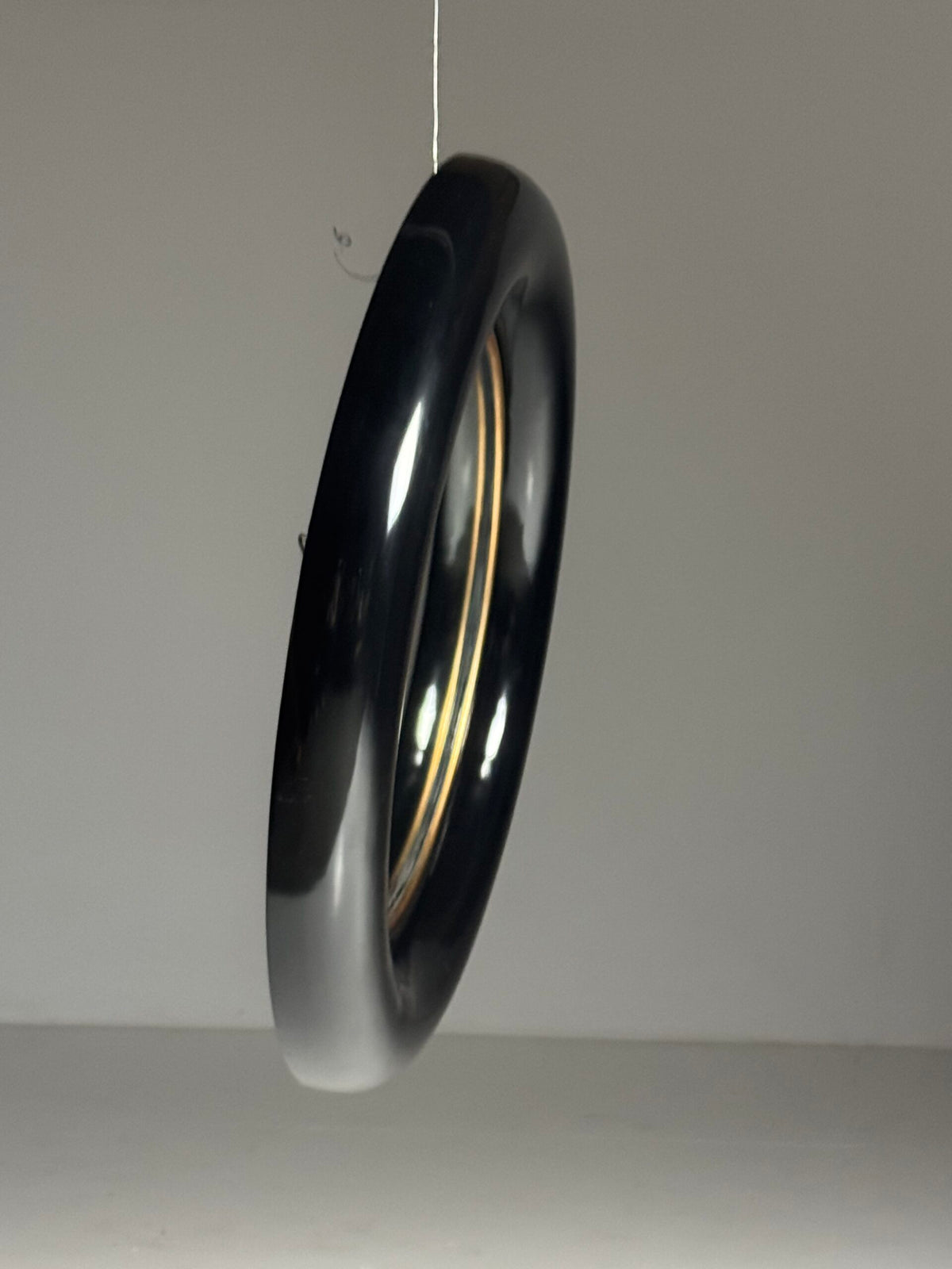 Vintage Round Black High Gloss Mirror, 1980s, photo 14