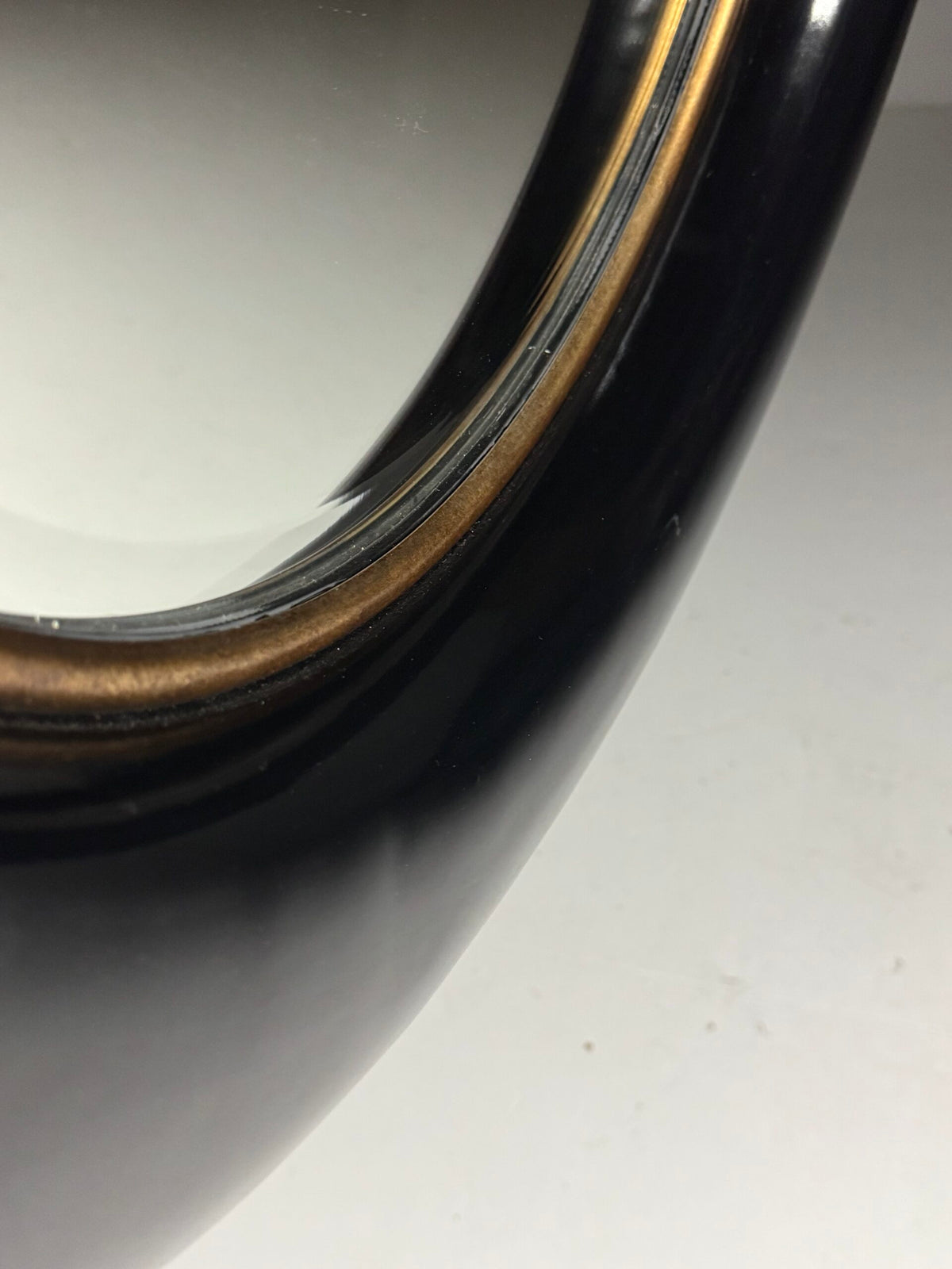 Vintage Round Black High Gloss Mirror, 1980s, photo 6