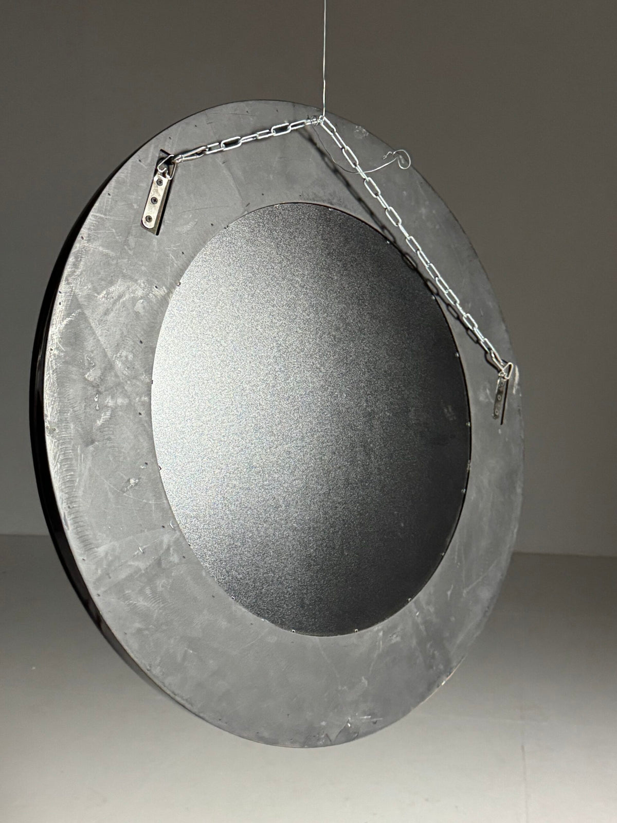 Vintage Round Black High Gloss Mirror, 1980s, photo 5