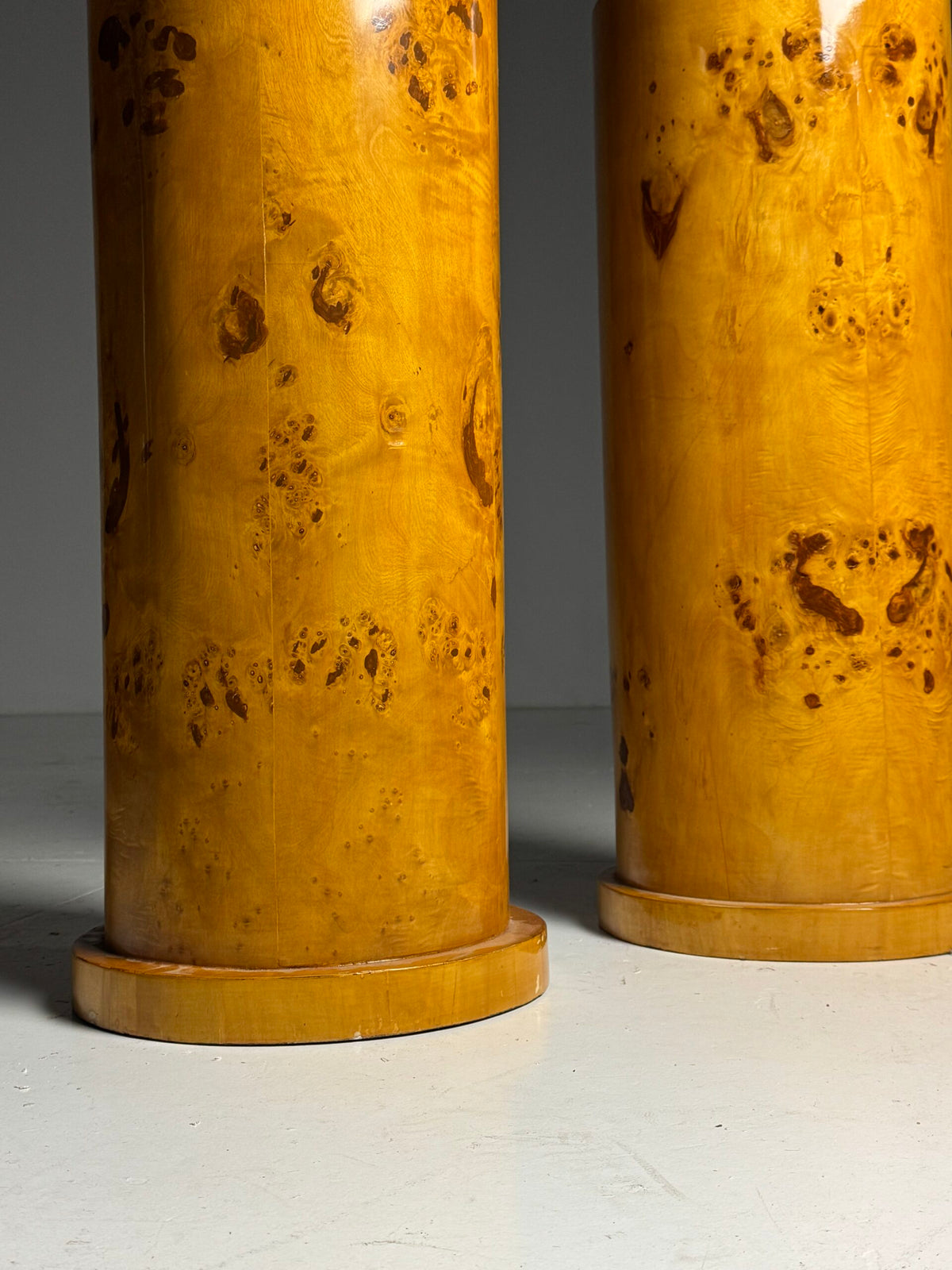 Pair of Biedermeier Style Burr Wood Columns, 20th Century, photo 11