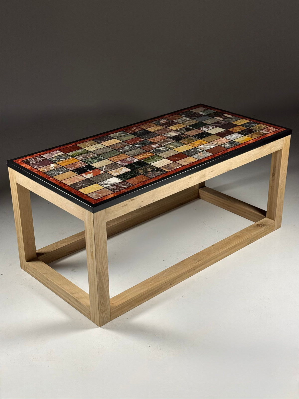 Large Marble Specimen Table on New Oak Base, 1950s to 1960s Top, photo 14