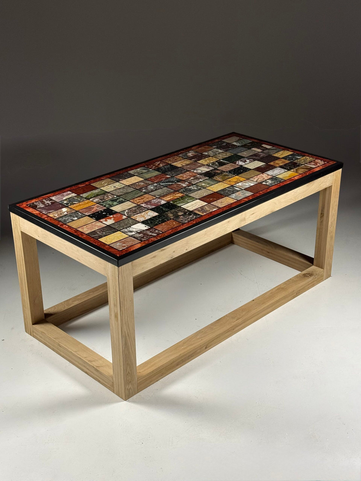 Large Marble Specimen Table on New Oak Base, 1950s to 1960s Top, photo 13