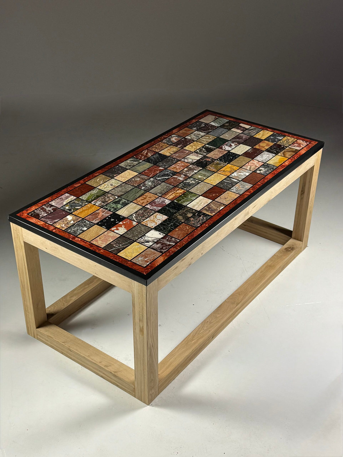 Large Marble Specimen Table on New Oak Base, 1950s to 1960s Top, photo 1