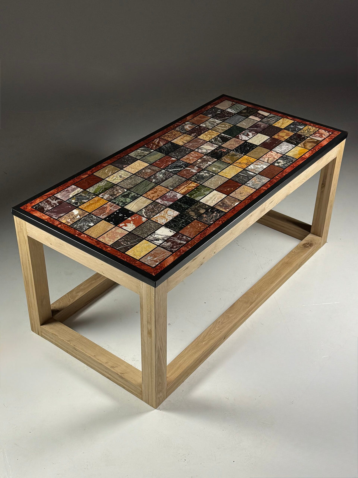 Large Marble Specimen Table on New Oak Base, 1950s to 1960s Top, photo 2
