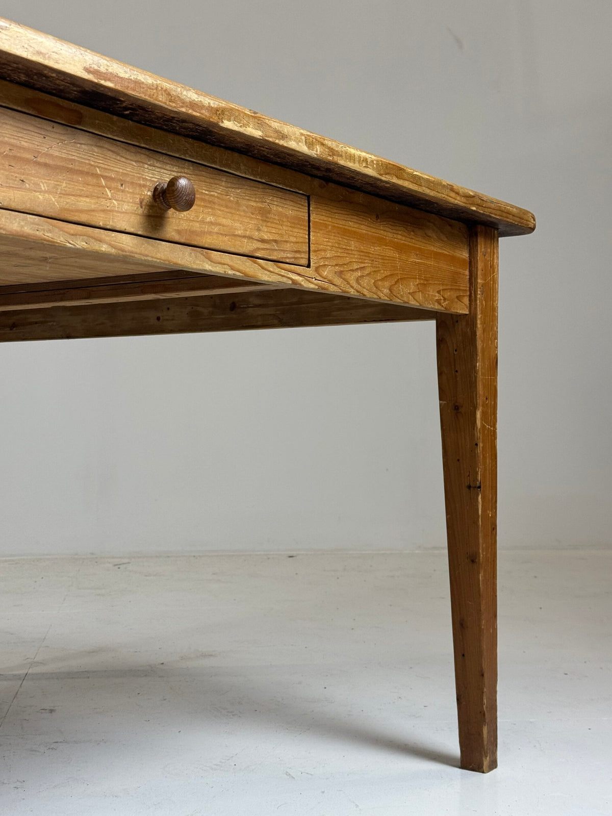 English Pine Refectory Table with Two Drawers, 250 cm, c. 1900, photo 5