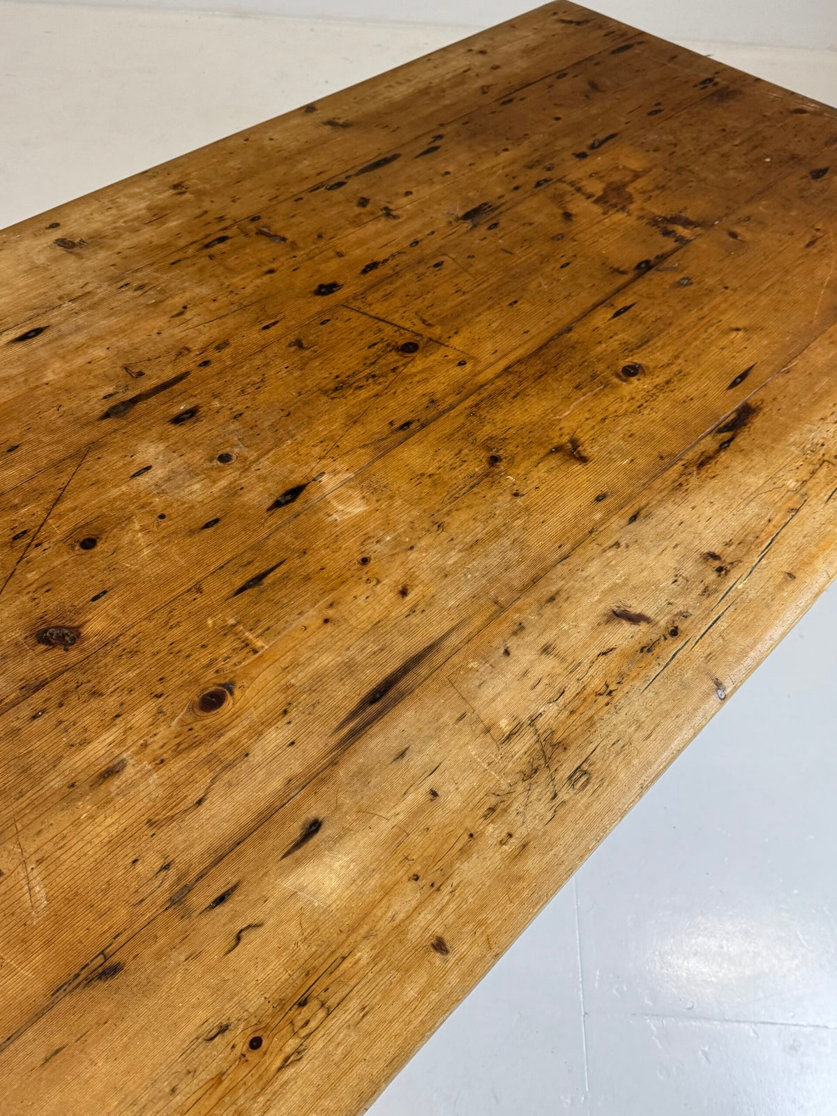 English Pine Refectory Table with Two Drawers, 250 cm, c. 1900, photo 7
