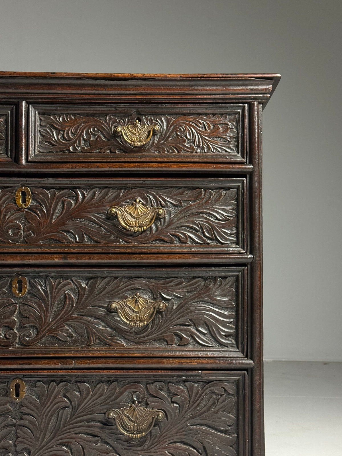 English Oak Chest of Drawers with Carved Front, Early 19th Century, photo 12