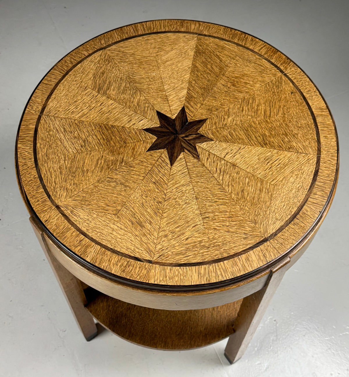 Art Deco Oak Side Table with Star Inlay, Early 20th Century, photo 3