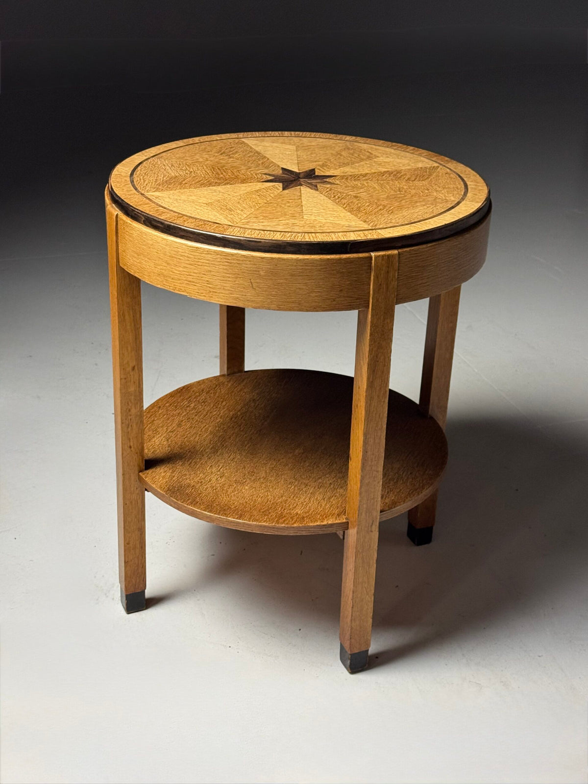 Art Deco Oak Side Table with Star Inlay, Early 20th Century, photo 8