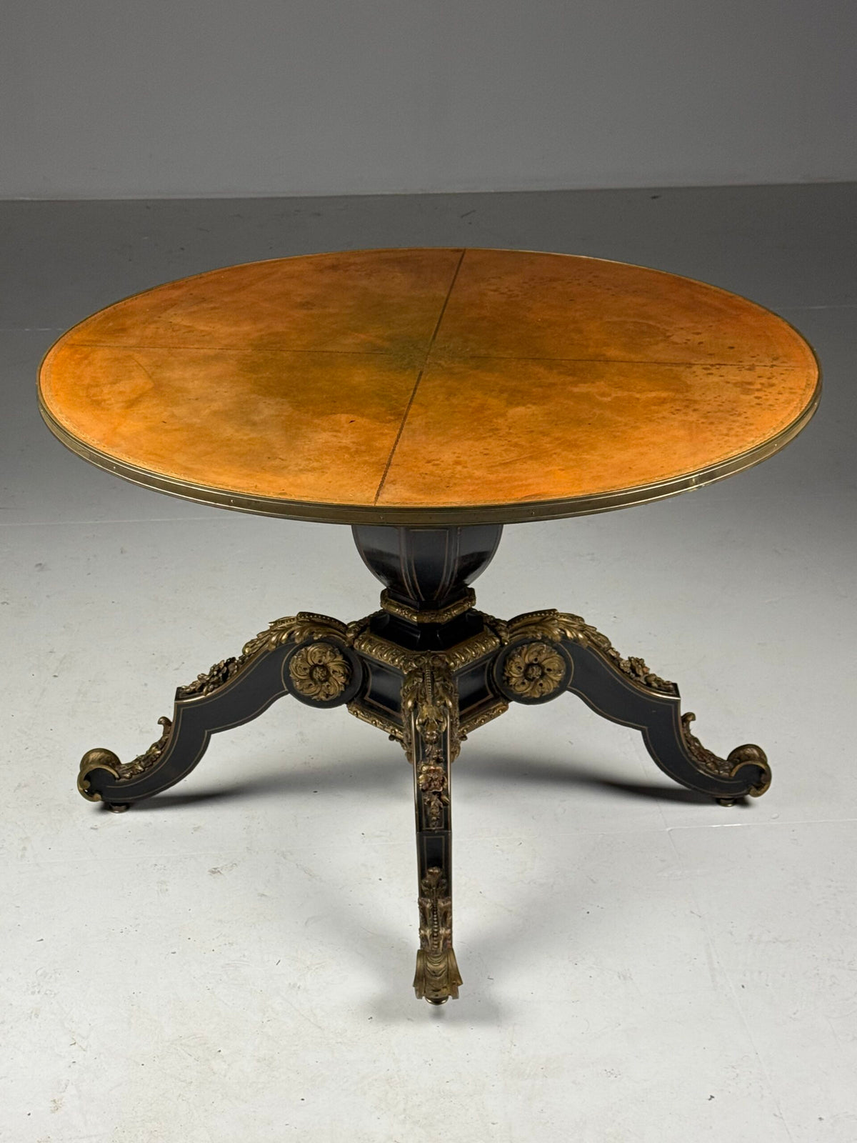 Napoleon III Ebonised Center Table with Gilt Bronze Mounts, photo 14