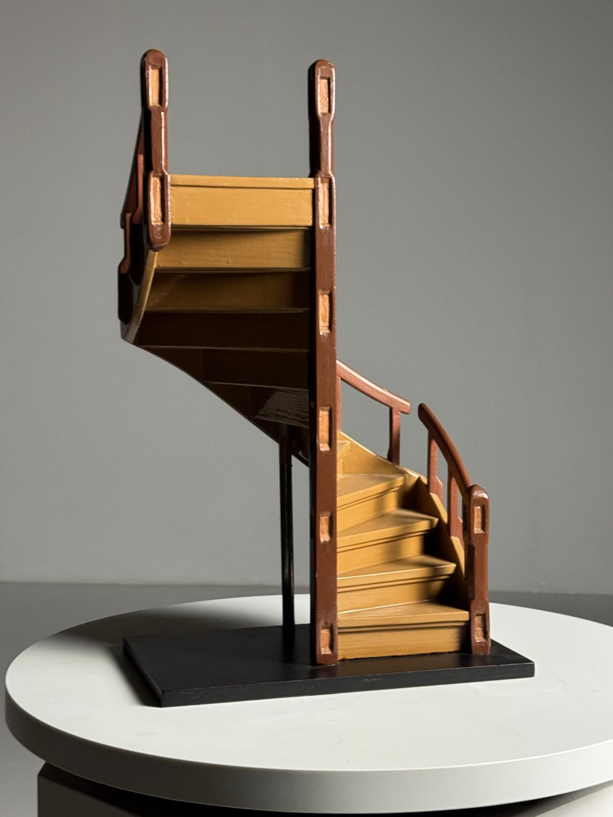 Wooden Staircase Scale Model Painted in Two Browns, photo 13