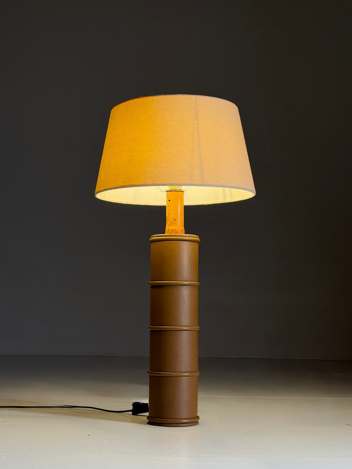 Large leather table lamp