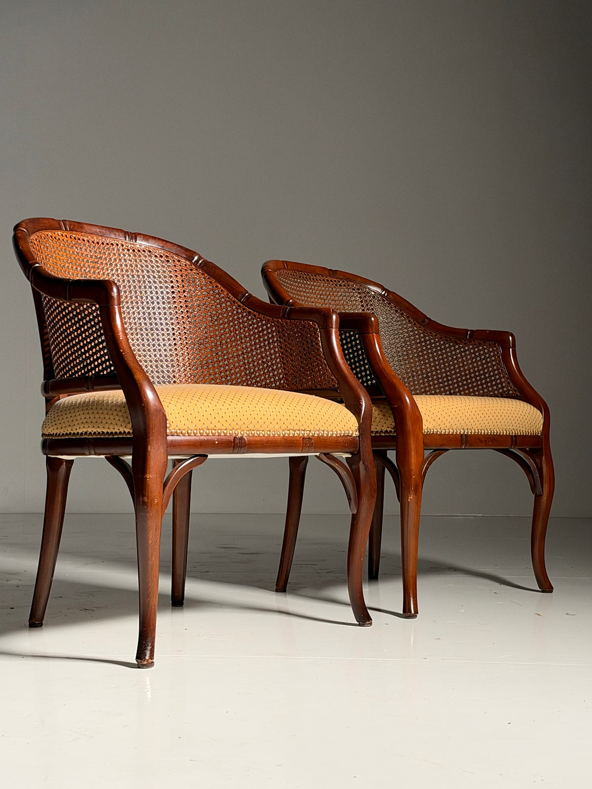 Set of 2 faux bamboo armchairs