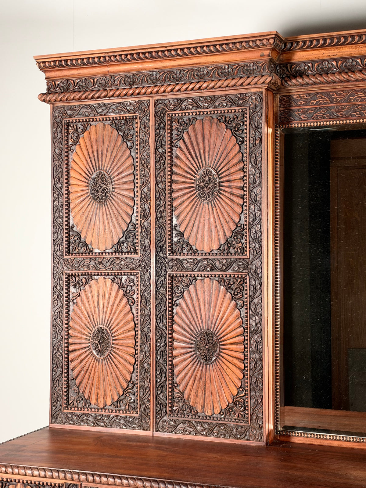 20th-century Anglo-Indian cabinet in teak