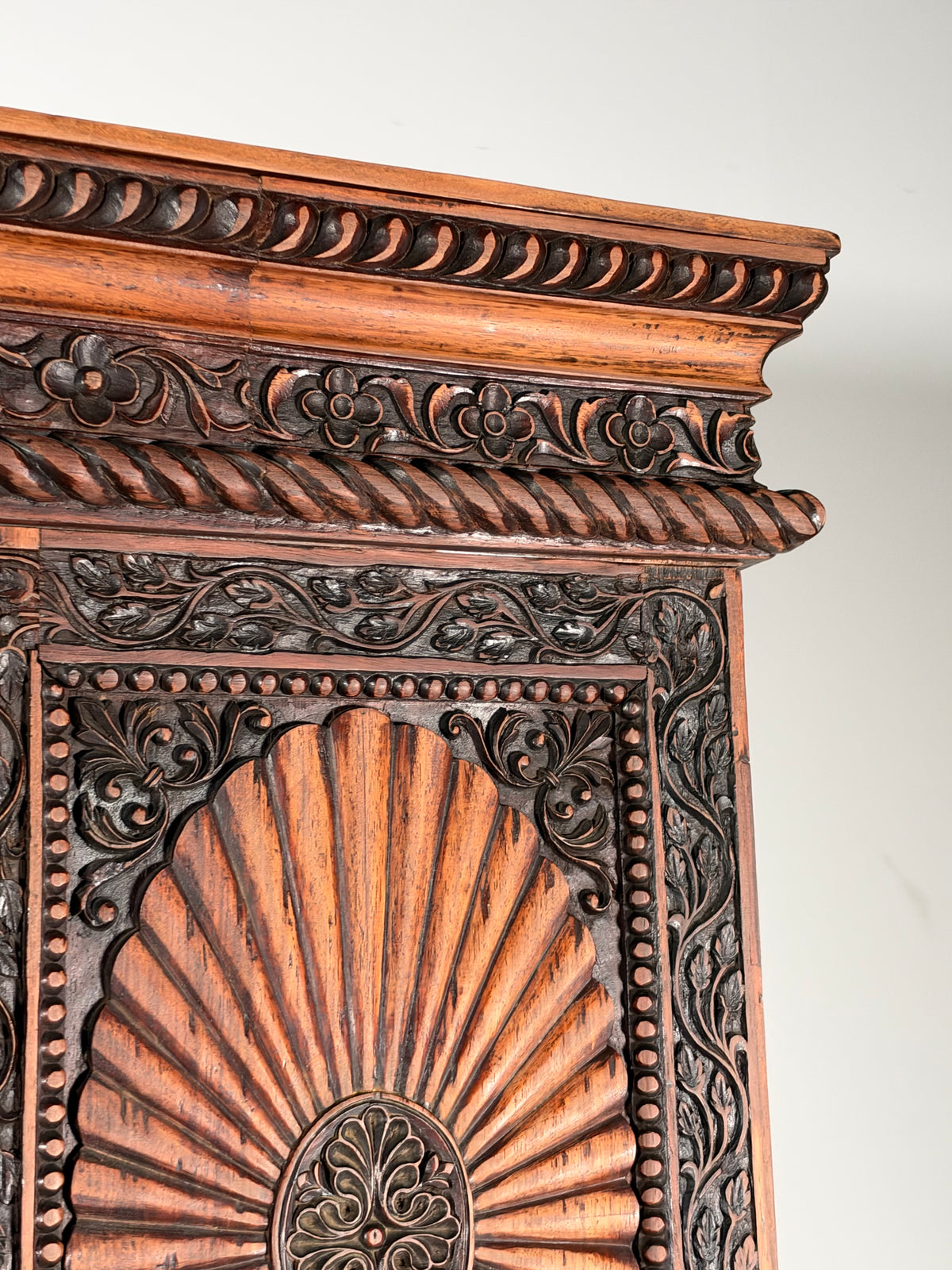 20th-century Anglo-Indian cabinet in teak