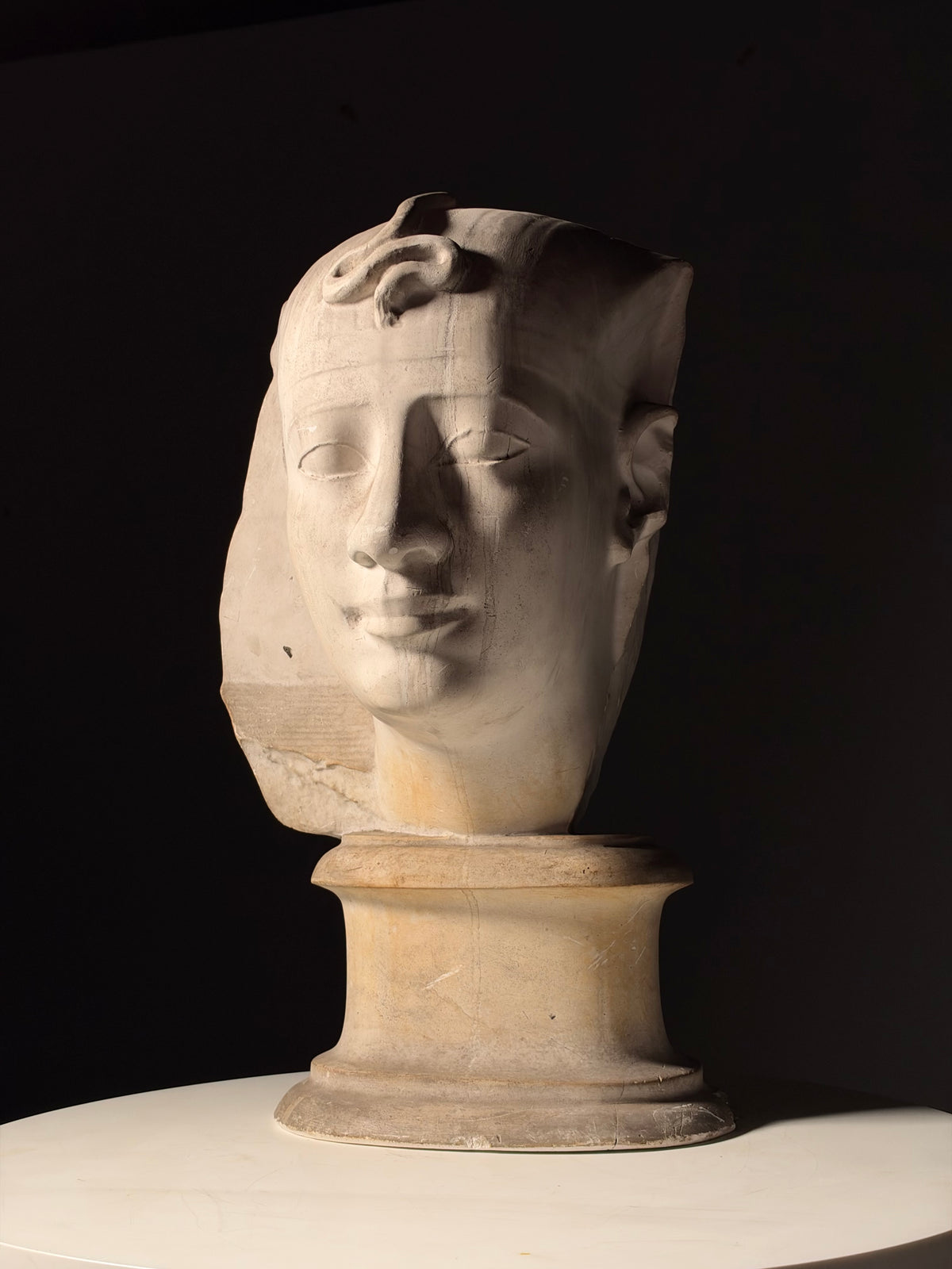 Plaster bust of an Egyptian pharaoh