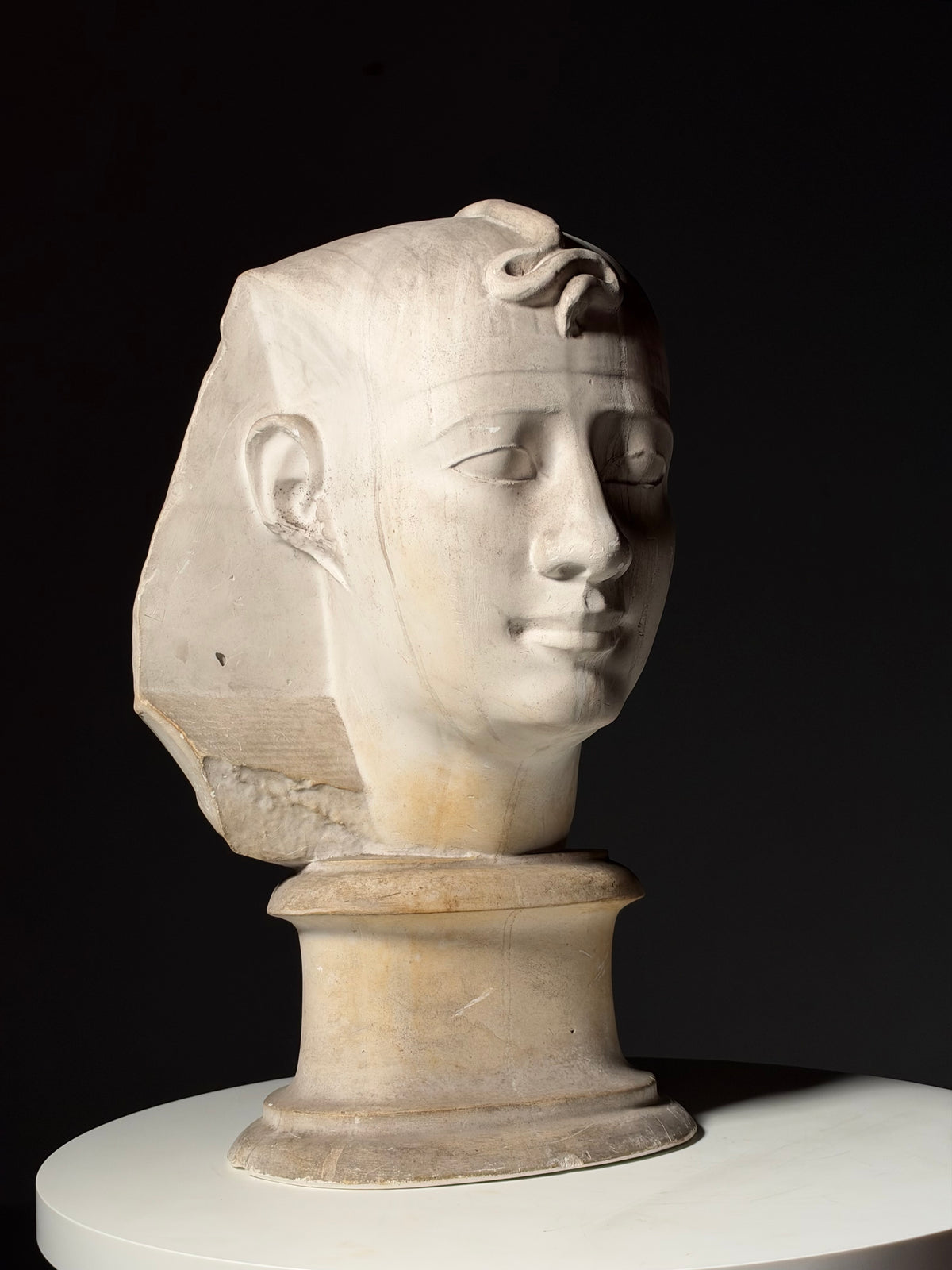 Plaster bust of an Egyptian pharaoh