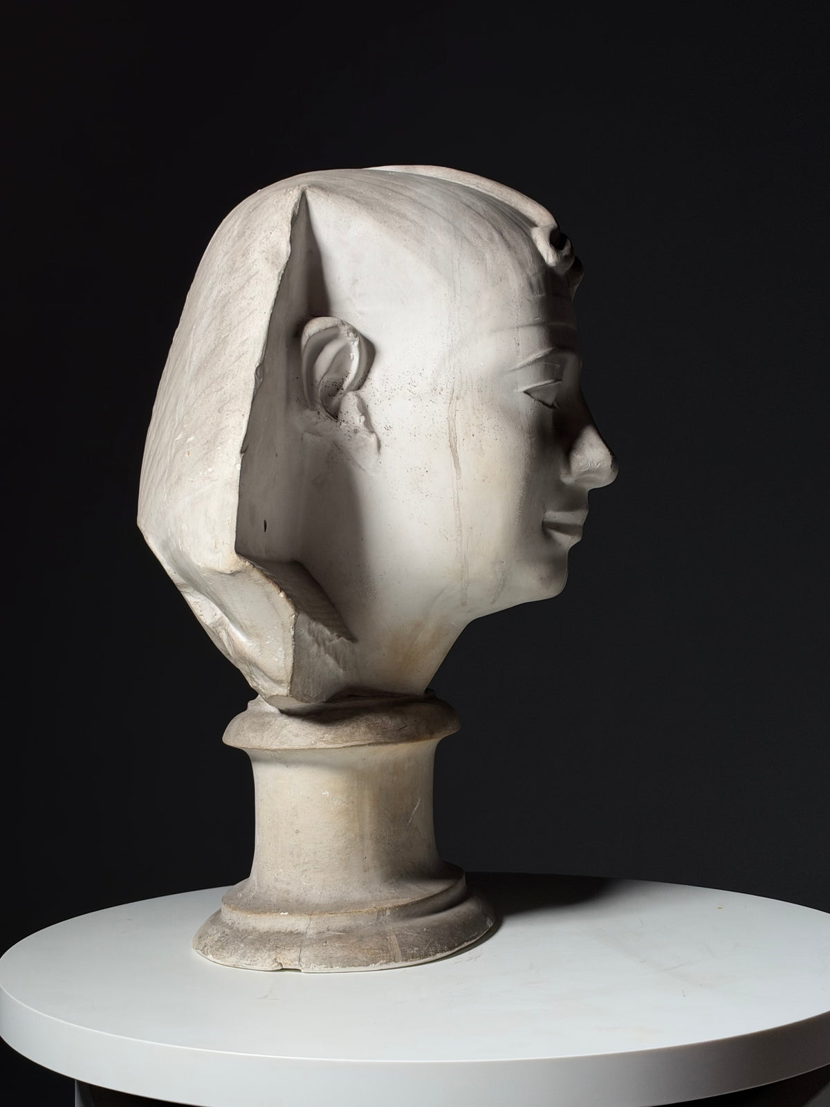 Plaster bust of an Egyptian pharaoh