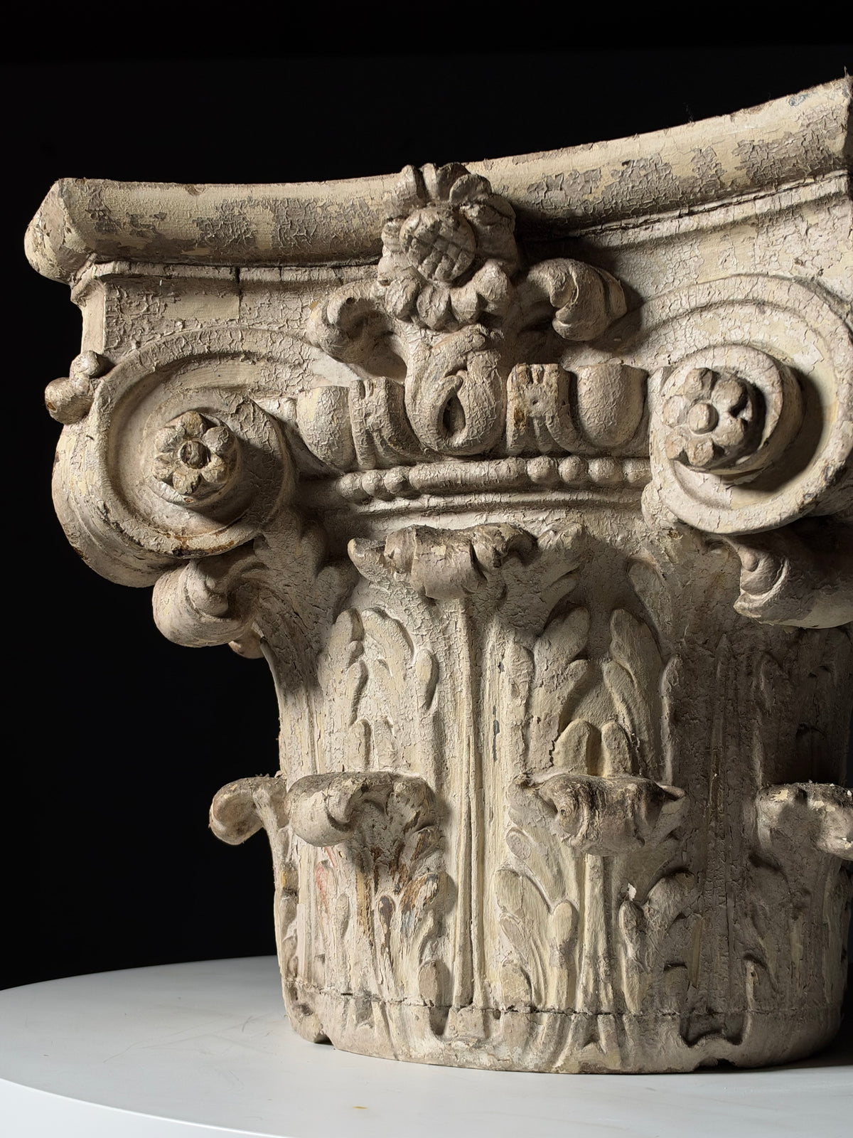 18th century oak capital set of 2
