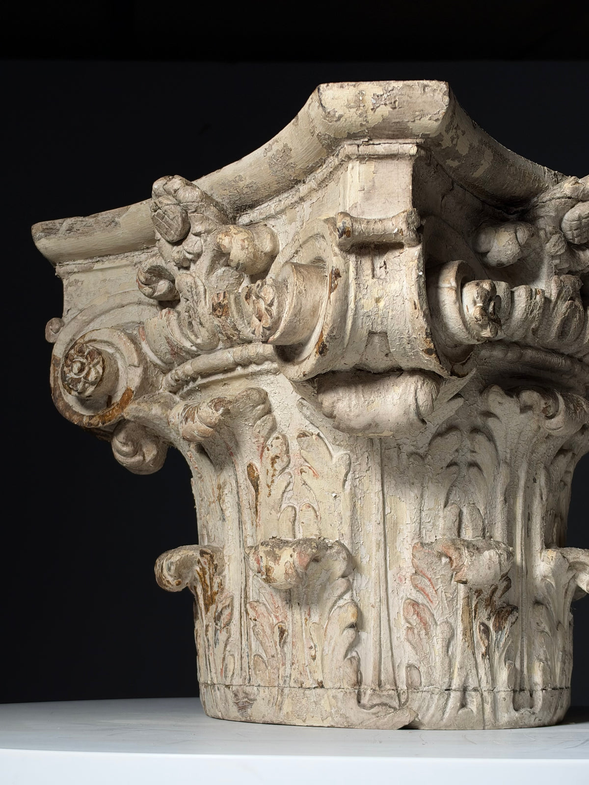 18th century oak capital set of 2