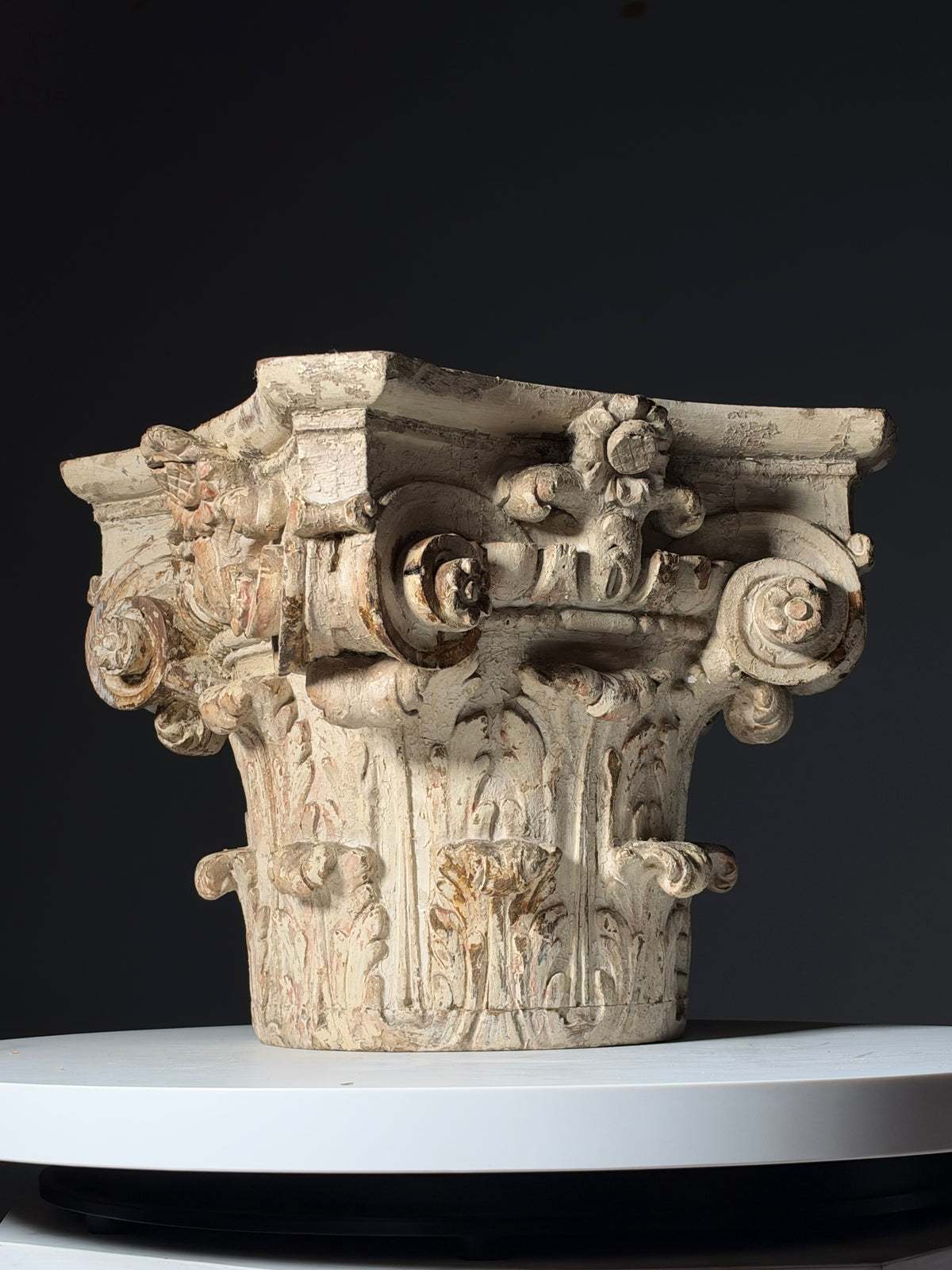 18th century oak capital set of 2
